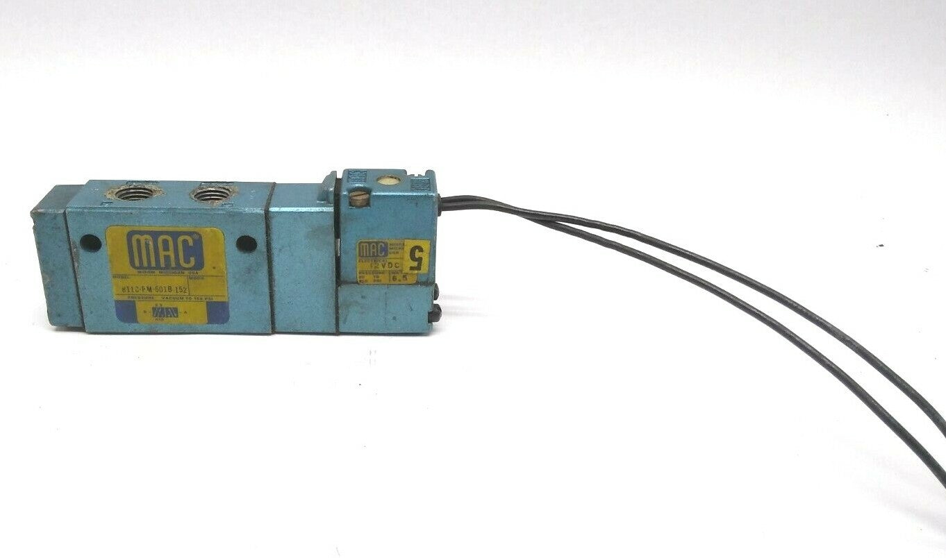 MAC Valves 8110-PM-601B-152 Solenoid Valve with 12VDC Coil - For parts or not working - Maverick Industrial Sales