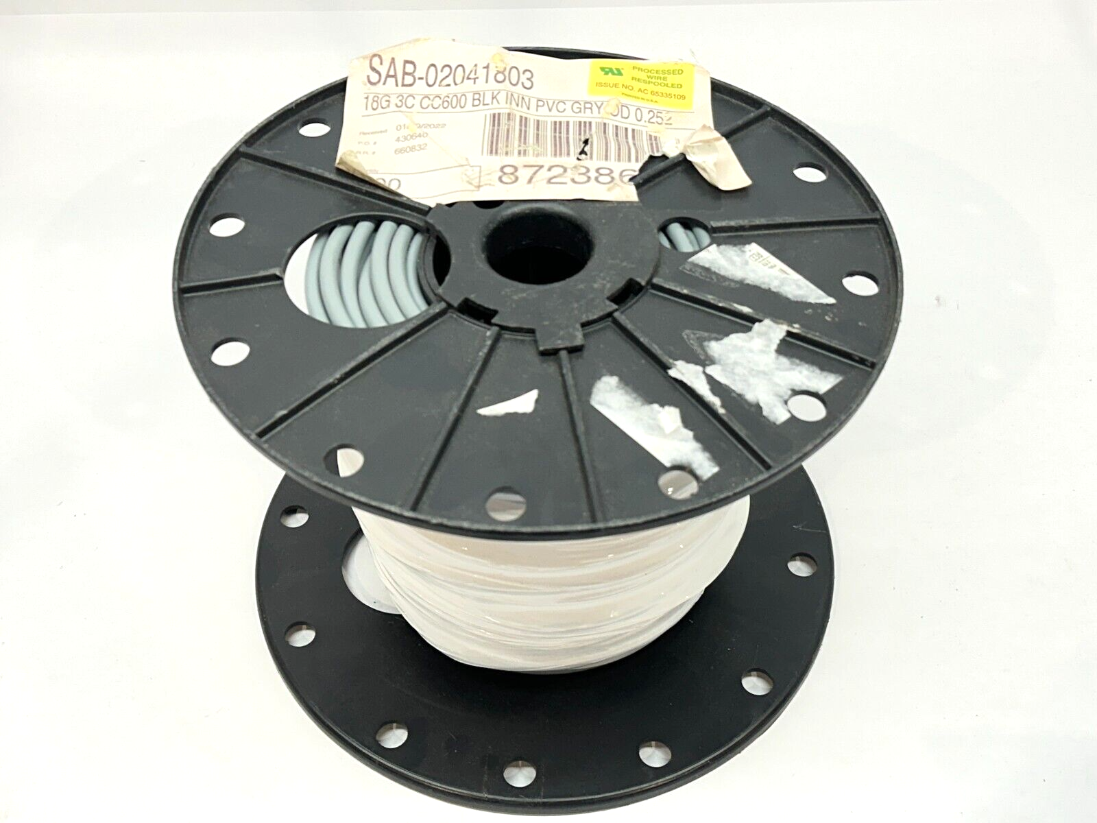 SAB 2041803 Control Cable 18G 3C CC600 BLK INN PVC GRY OD 0.252 200ft Spool - Maverick Industrial Sales