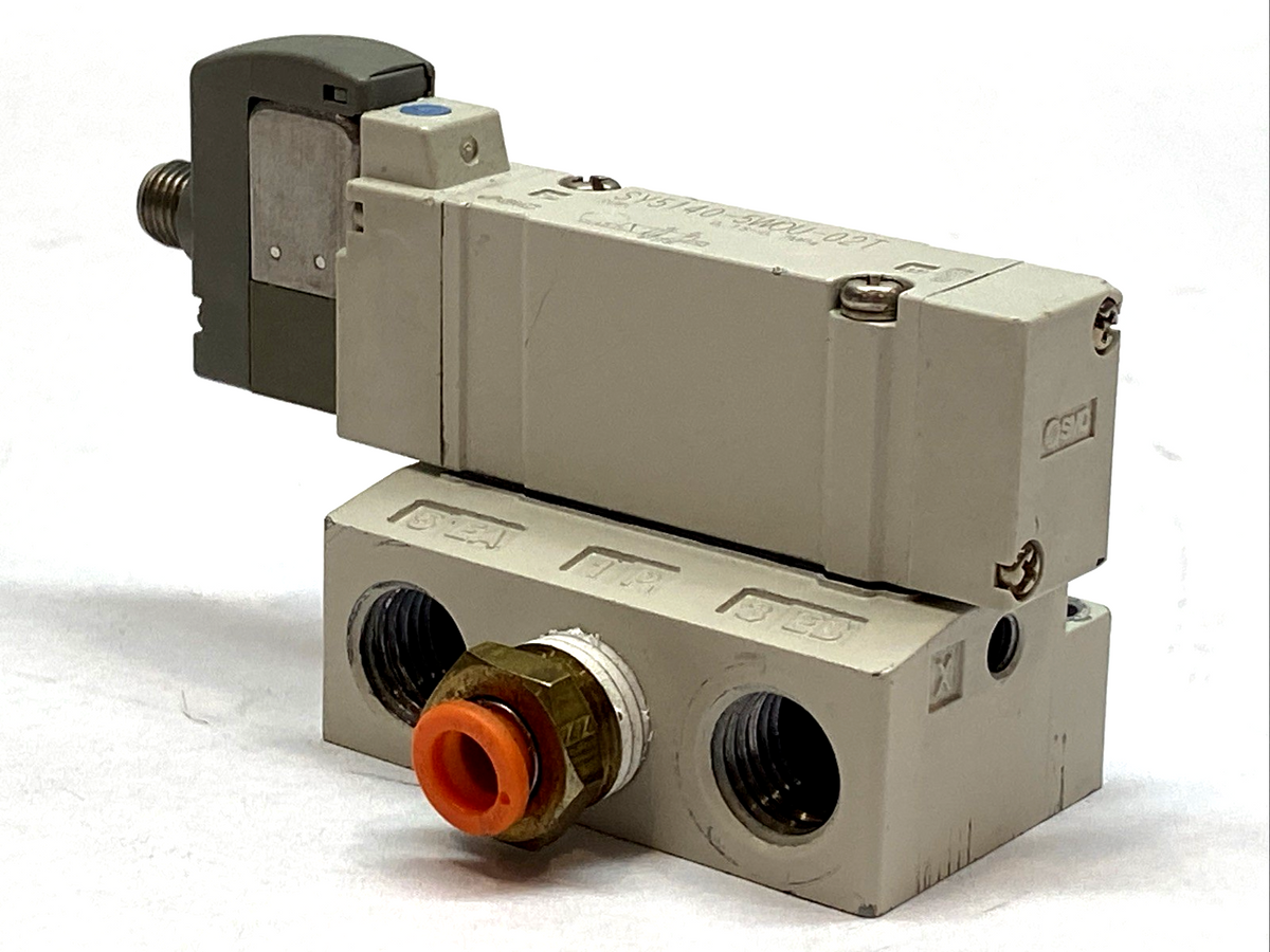 SY5140-5WOU-02T | SMC Solenoid Valve 5-Port 24VDC 1/4" Base Mount - Used - Maverick Industrial Sales