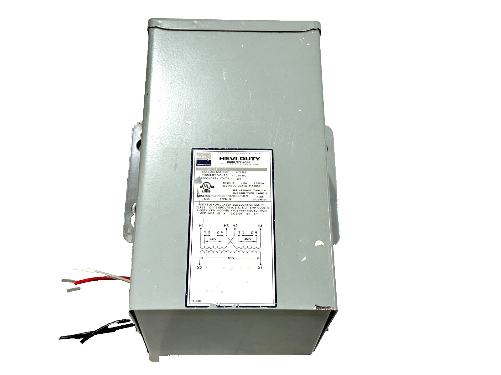 Sola HZ1500 Hevi-Duty General Purpose Transofrmer Primary 240/480 Secondary 120V - Maverick Industrial Sales