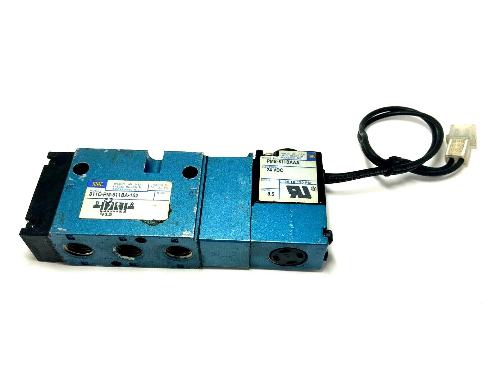 811C-PM-612BA-152 | Mac Valves Solenoid Valve 5/2 Way With PME-612BAAA 24VDC Coil - Used - Maverick Industrial Sales