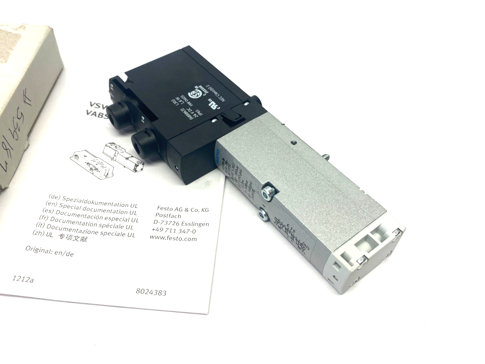 Festo VSVA-B-P53E-ZD-A2-1T1L Solenoid Valve, 5/3, Exhausted 539187 - Maverick Industrial Sales