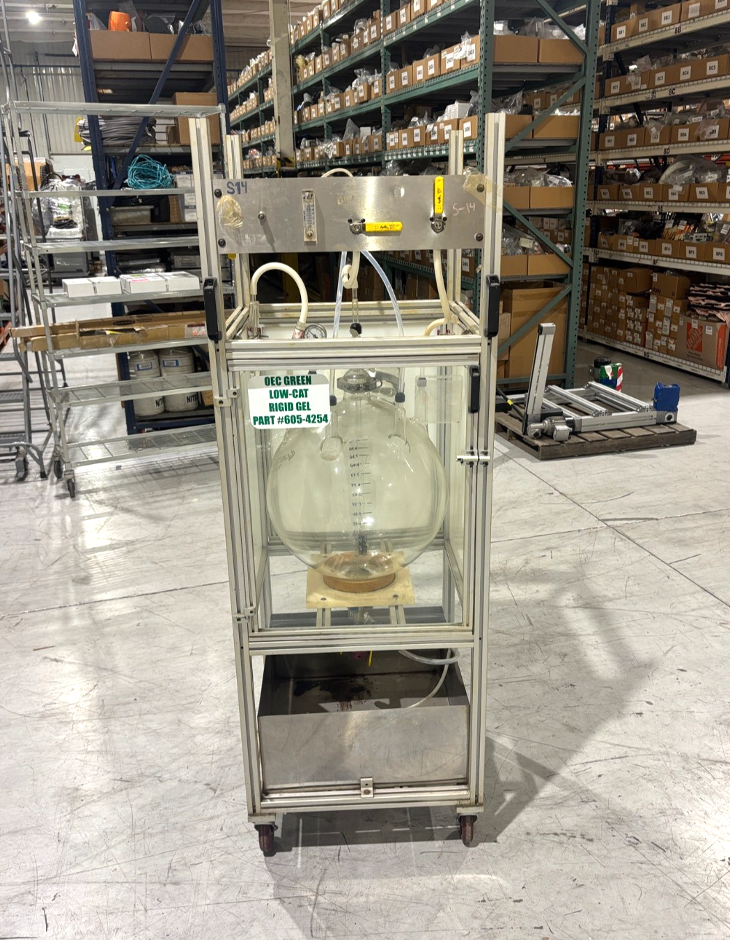 72L | Chemglass Lab Reactor Flask with varios fixtures and attachments, 72 Liter - Used - Maverick Industrial Sales