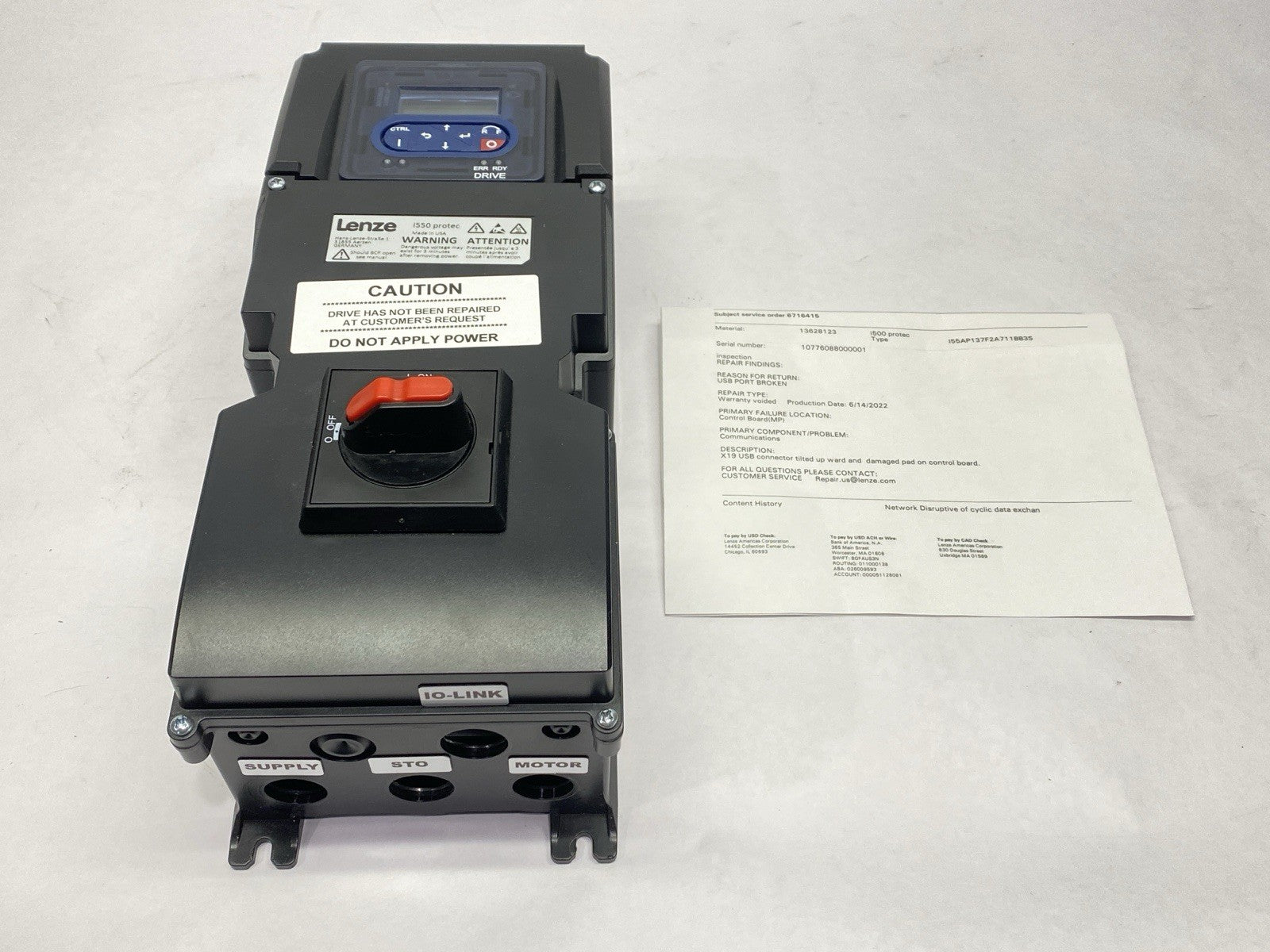 I55AP137F2A711BB3S | Lenze VFD i550 AC Drive 3‑Phase Motor Inverter BROKEN USB - For parts or not working - Maverick Industrial Sales