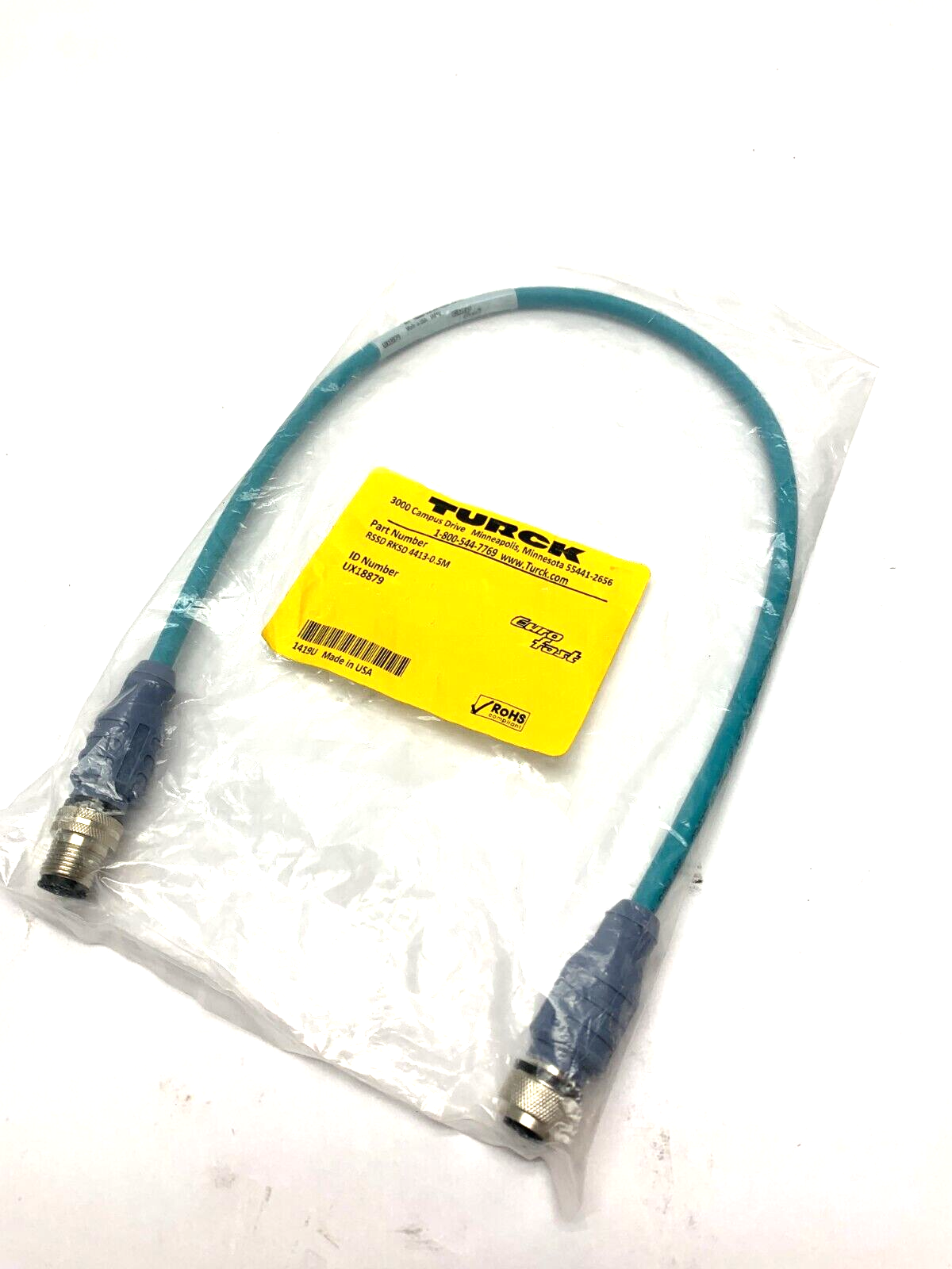 Turck RSSD RKSD 4413-0.5M Eurofast Ethernet Cordset UX18879 - New - Maverick Industrial Sales