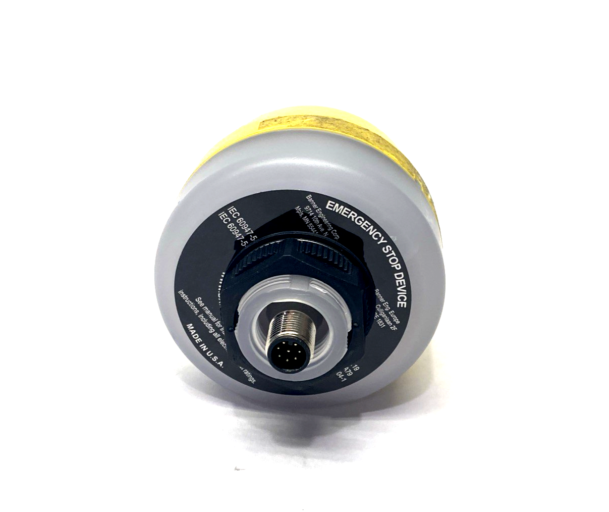 Banner SSA-EB1PLGR-0DECQ8 30mm Mount E-Stop M12 8-Pin 808878 DAMAGED THREADS - Maverick Industrial Sales