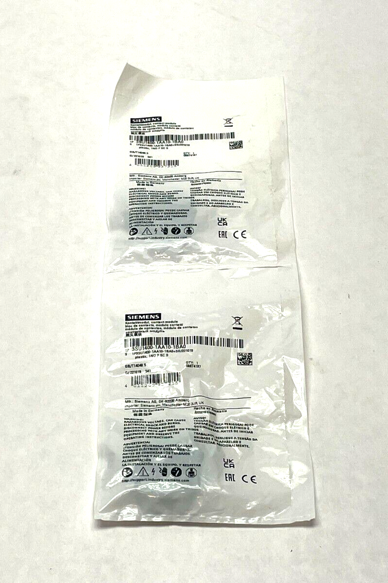 Siemens 3SU1400-1AA10-1BA0 Contact Module LOT OF 2 - Maverick Industrial Sales