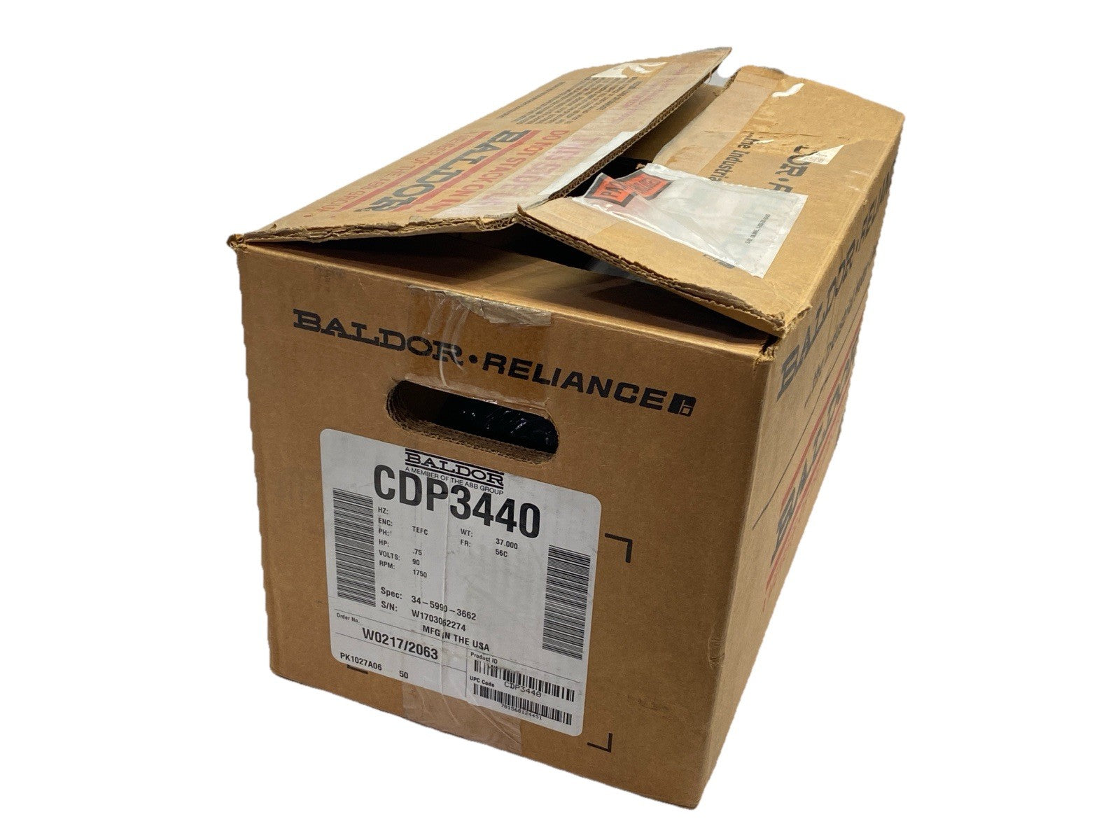 Baldor Reliance CDP3440 Permanent Magnet Motor 0.75HP 1750RPM 90VDC - Maverick Industrial Sales