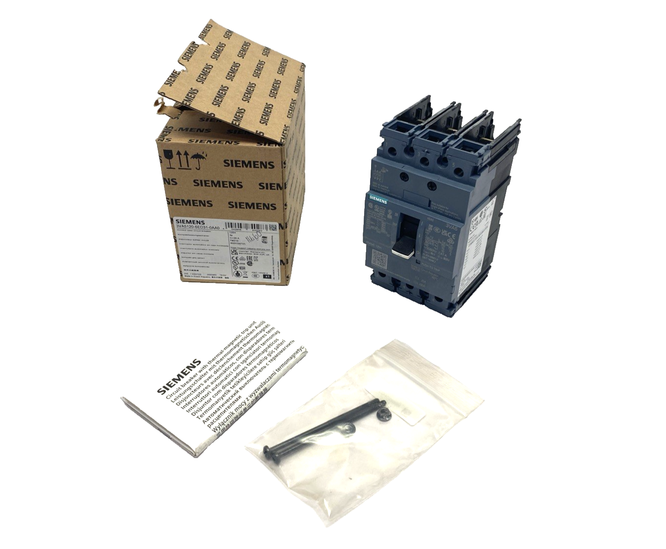 Siemens 3VA5120-6ED31-0AA0 Circuit Breaker 3P UL Frame 125 Breaking Cap 20A - Maverick Industrial Sales