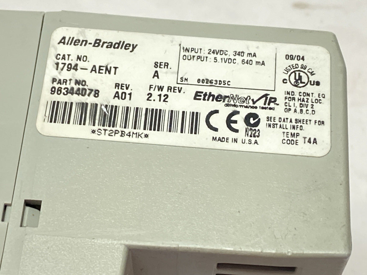 Allen Bradley 1794-AENT Ser A FLEX I/O Single Port EtherNet/IP Adapter Module - Maverick Industrial Sales