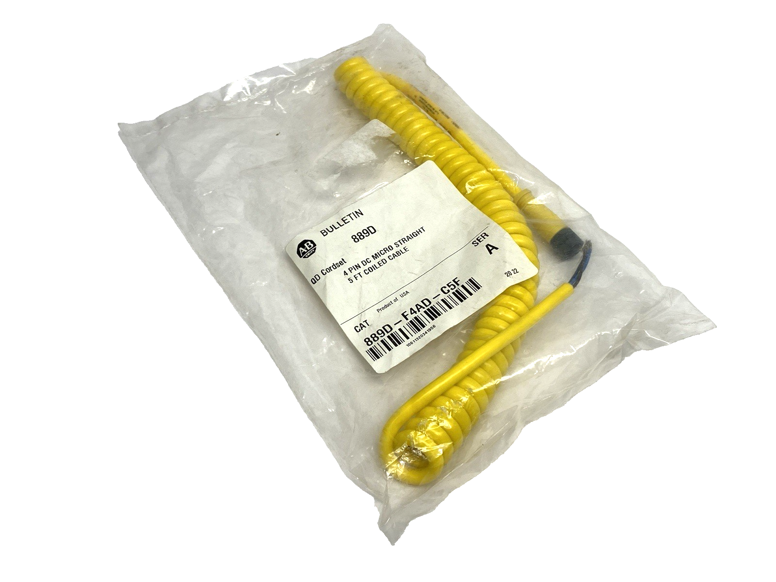 Allen Bradley 889D-F4AD-C5F Single-Ended Coiled Female Connector Cordset Ser. A - Maverick Industrial Sales