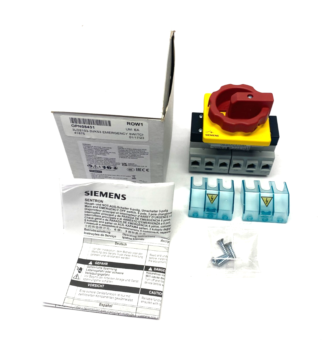 Siemens 3LD2103-3VK53 SENTRON Rotary Emergency Switch Disconnector 6-Pole - Maverick Industrial Sales