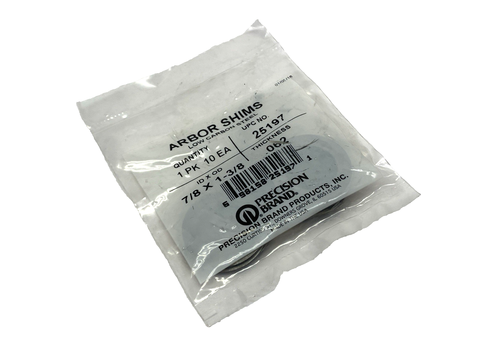Precision Brand 84196 Steel Arbor Shims 7/8" ID x 1-3/8" OD .062 Thickness - Maverick Industrial Sales