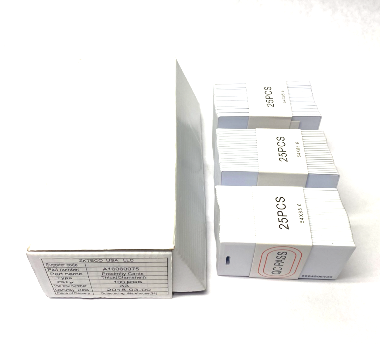 ZKTeco 125KHz Proximity Cards, Thick, Clamshell BOX OF 75 - New – Open box - Maverick Industrial Sales