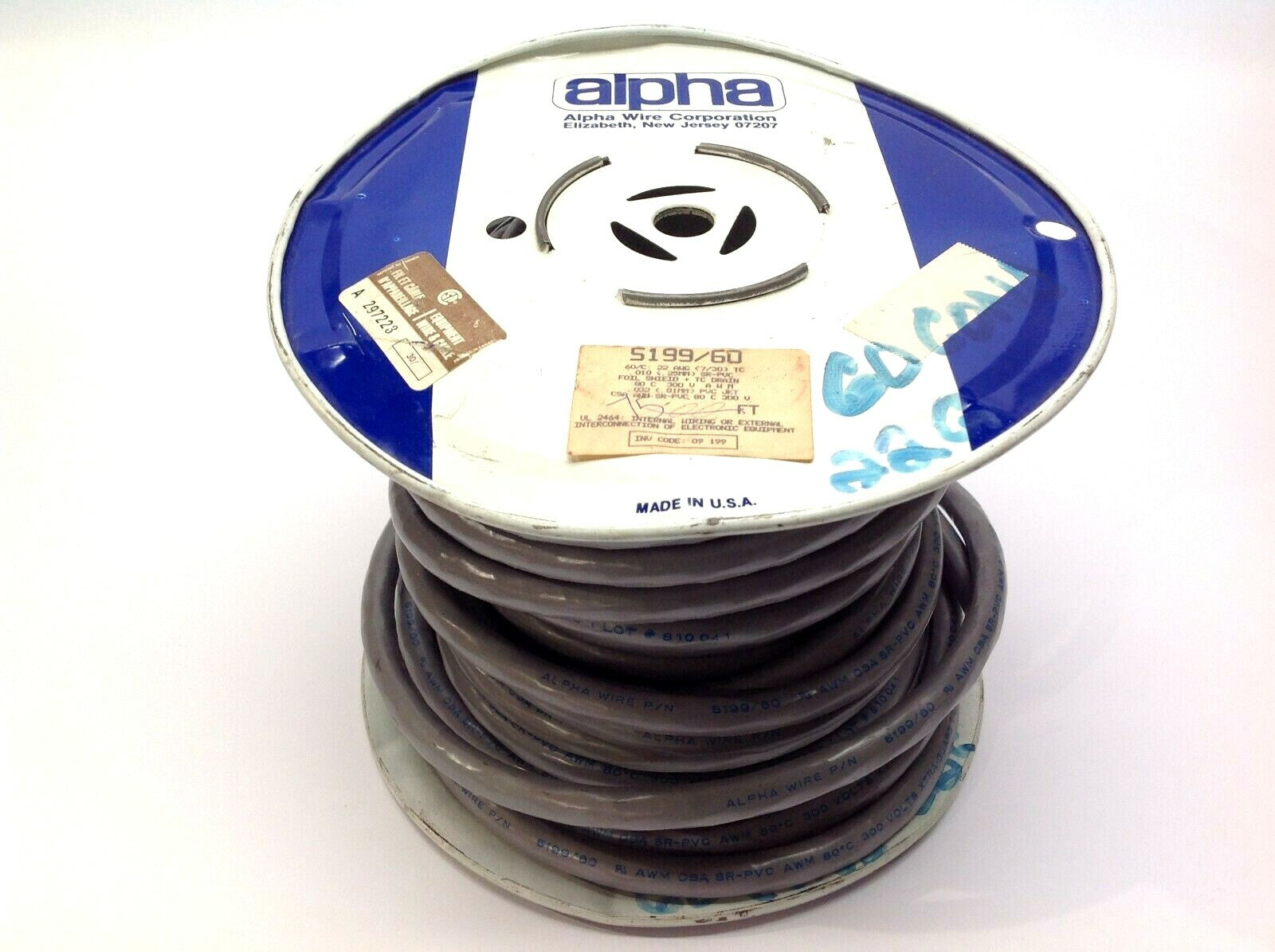 5199/60 | Alpha Wire XTRA-Guard 22AWG 60 Conductor Wire 75'ft Spool - New - Maverick Industrial Sales