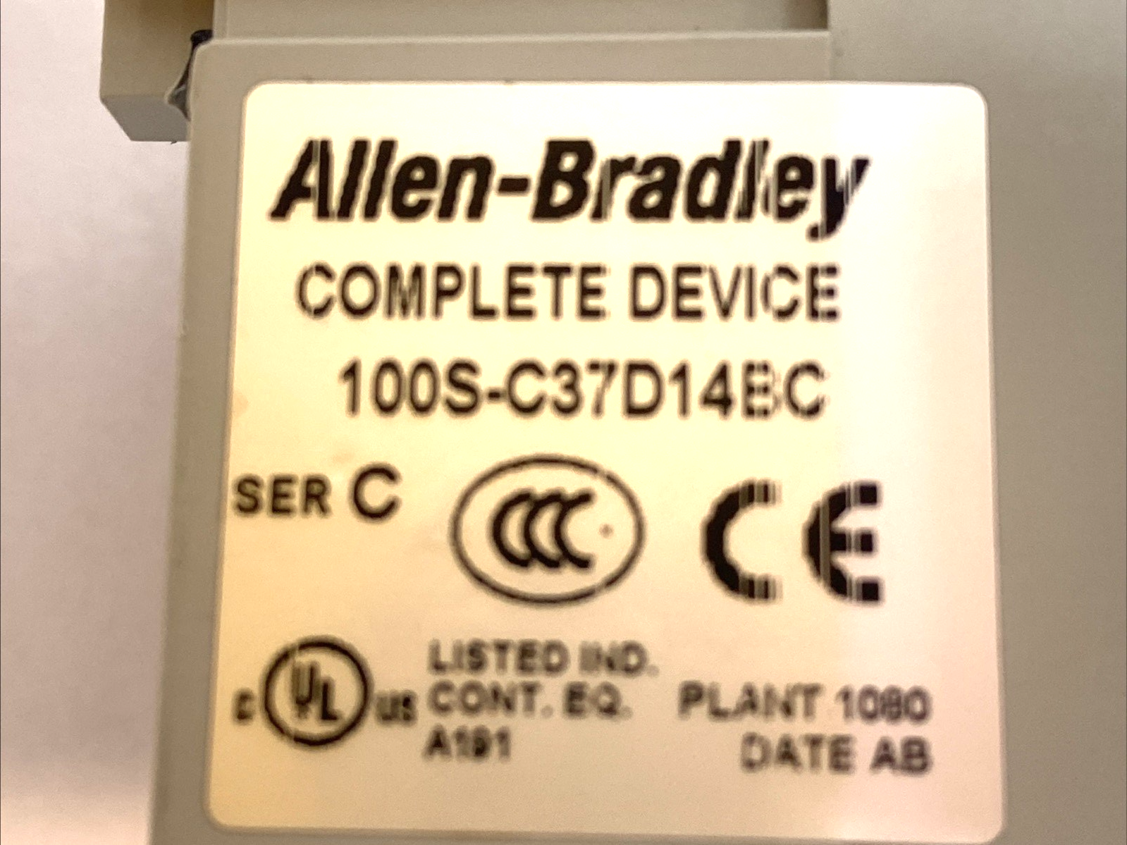 100S-C37D14BC | Allen Bradley Safety Contactor 37A 120VAC 3NO SER. C- Used - Maverick Industrial Sales