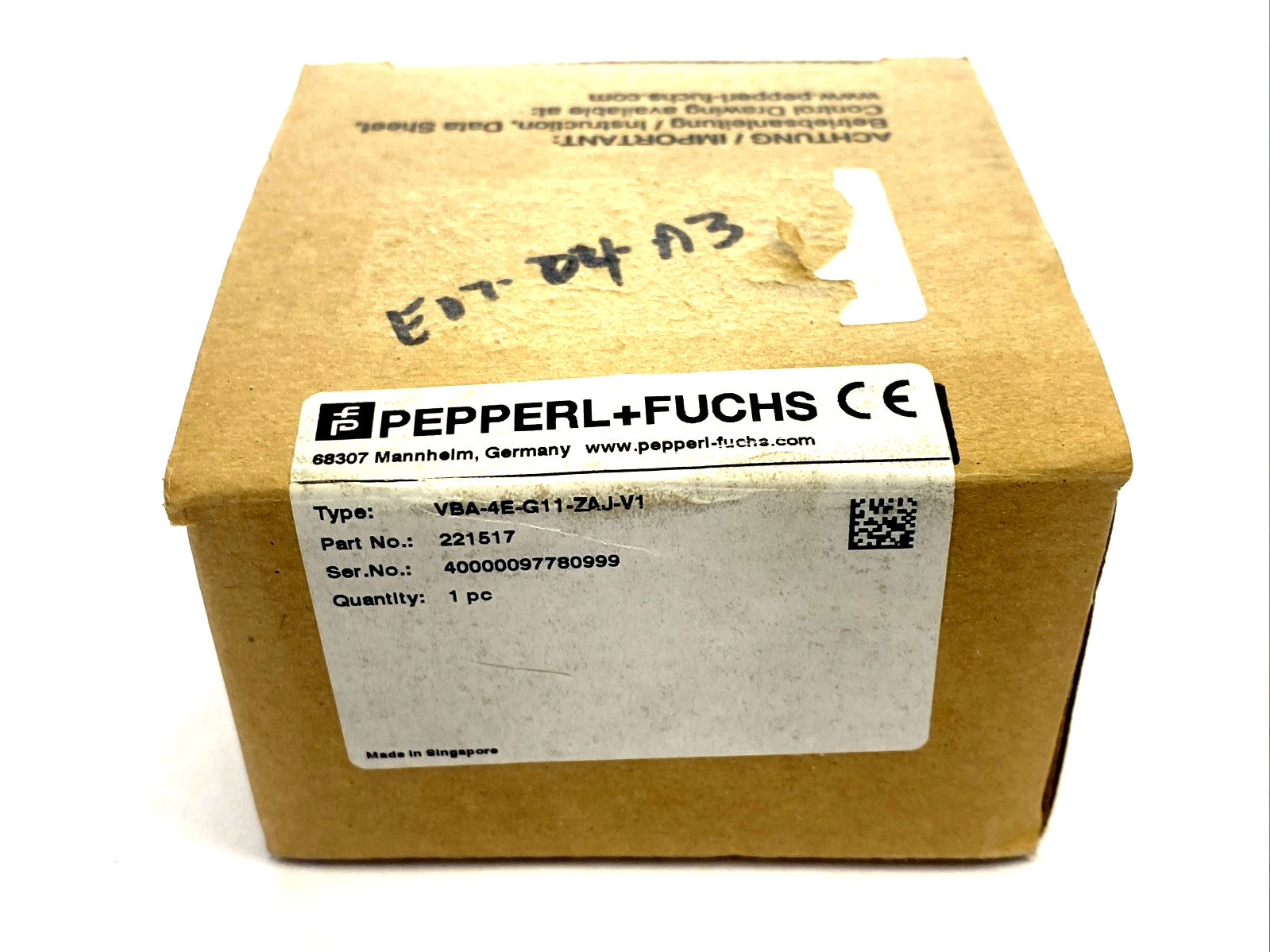 Pepperl+Fuchs VBA-4E-G11-ZAJ-V1 AS-Interface Sensor Module 221517 - New – Open box - Maverick Industrial Sales