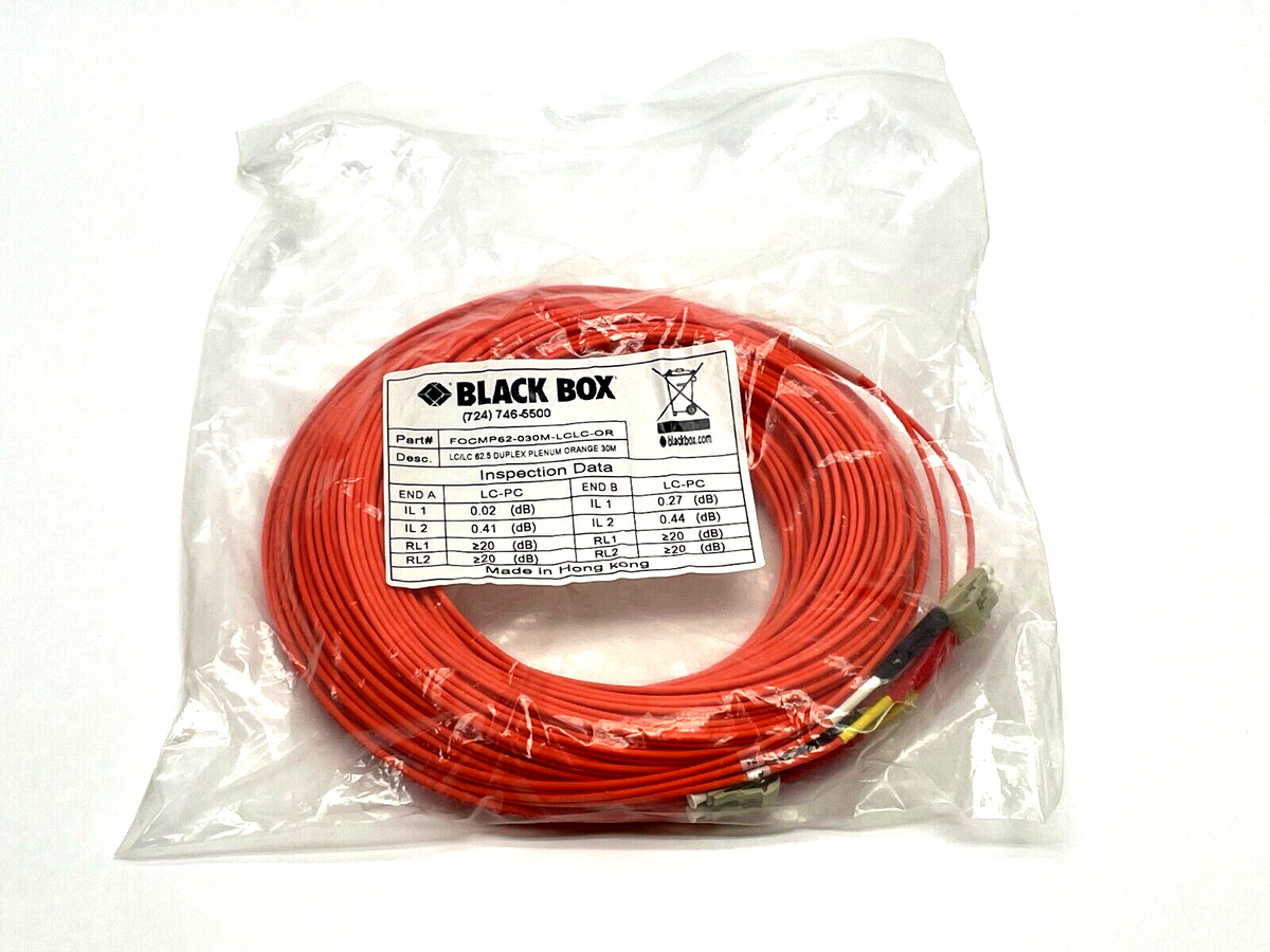 FOCMP62-030M-LCLC-OR | Black Box Fiber Optic Cable 30m Length - New - Maverick Industrial Sales