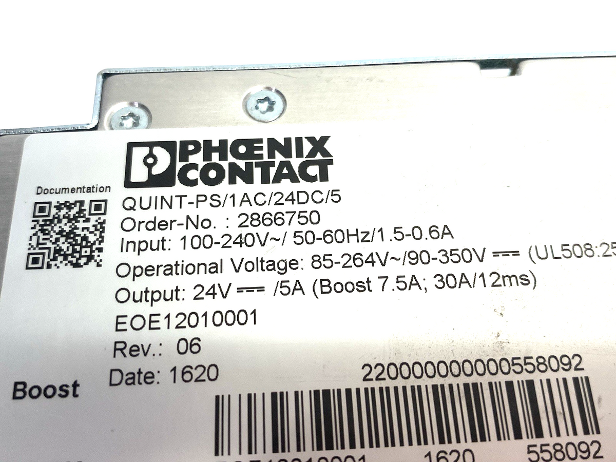 QUINT-PS/1AC/24DC/5 | Phoenix Contact 2866750 Primary Switched Power Supply - Used - Maverick Industrial Sales