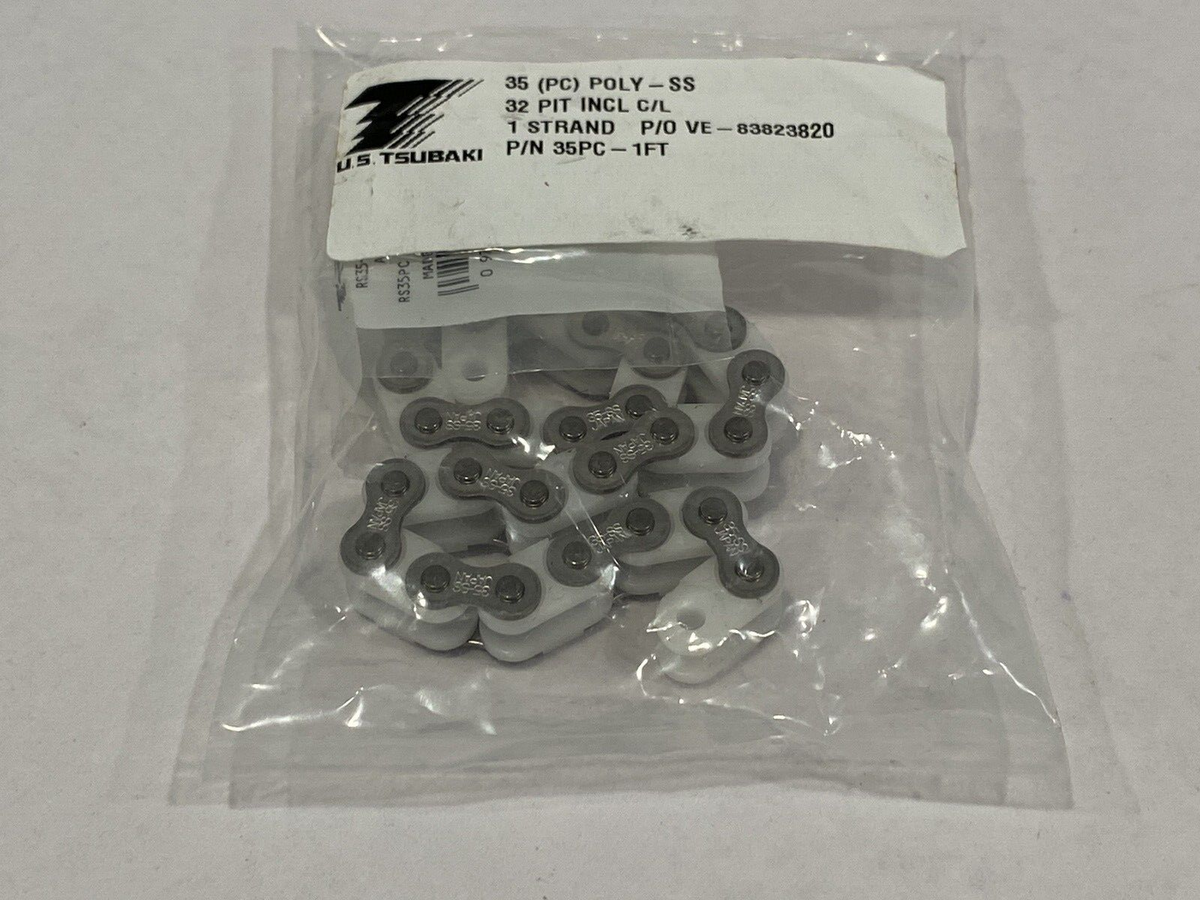 35PC | Tsubaki -1FT Roller Chain Poly-Steel 1' Foot Length - New - Maverick Industrial Sales