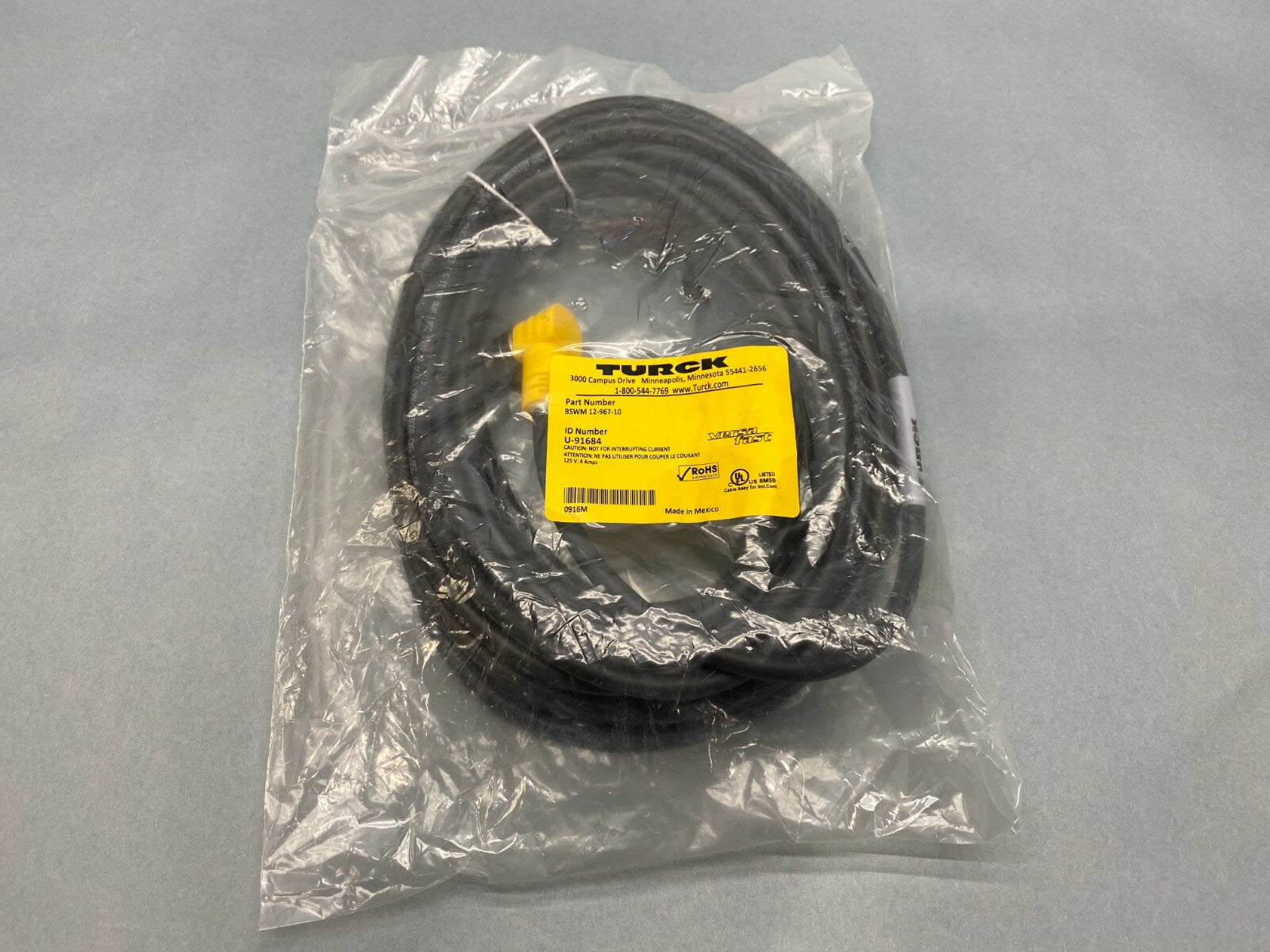 Turck BSWM 12-967-10 VersaFast Single Ended Cable Cordset U-91684 - New - Maverick Industrial Sales
