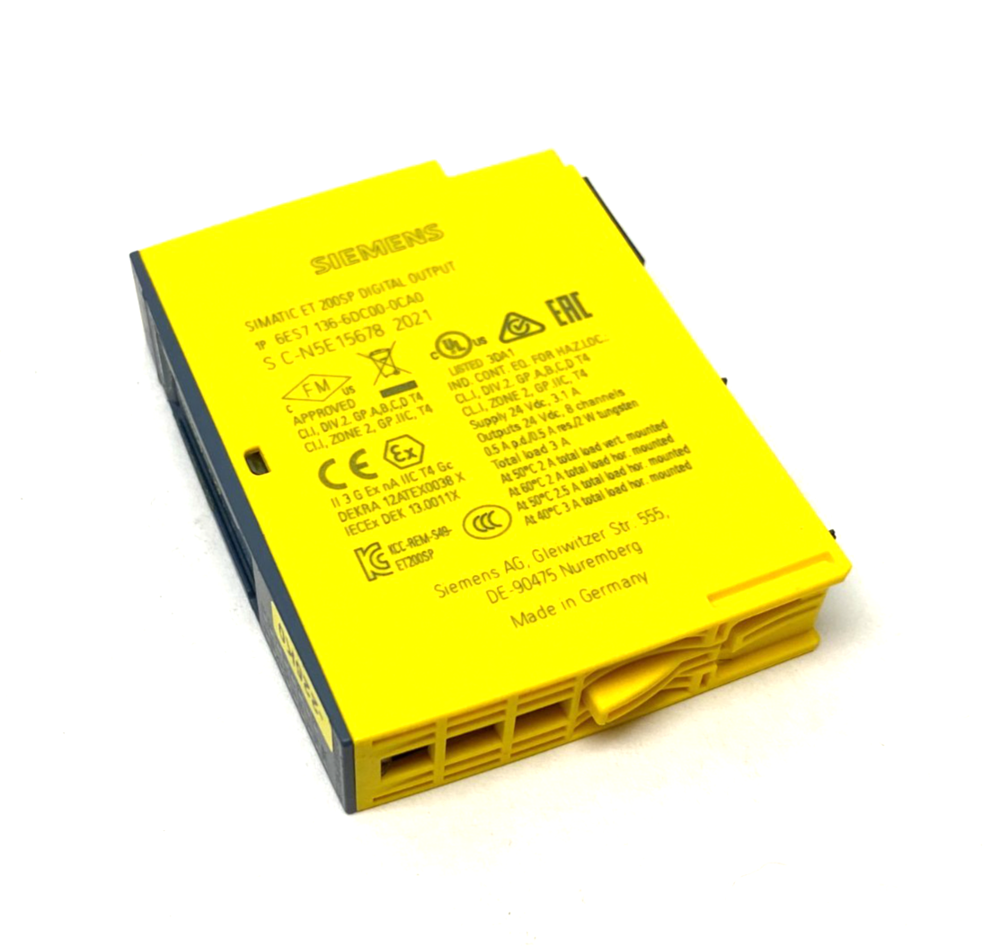 Siemens 6ES7 136-6DC00-0CA0 SIMATIC ET 200SP Digital Output Module F-DQ 8x 24VDC - Maverick Industrial Sales