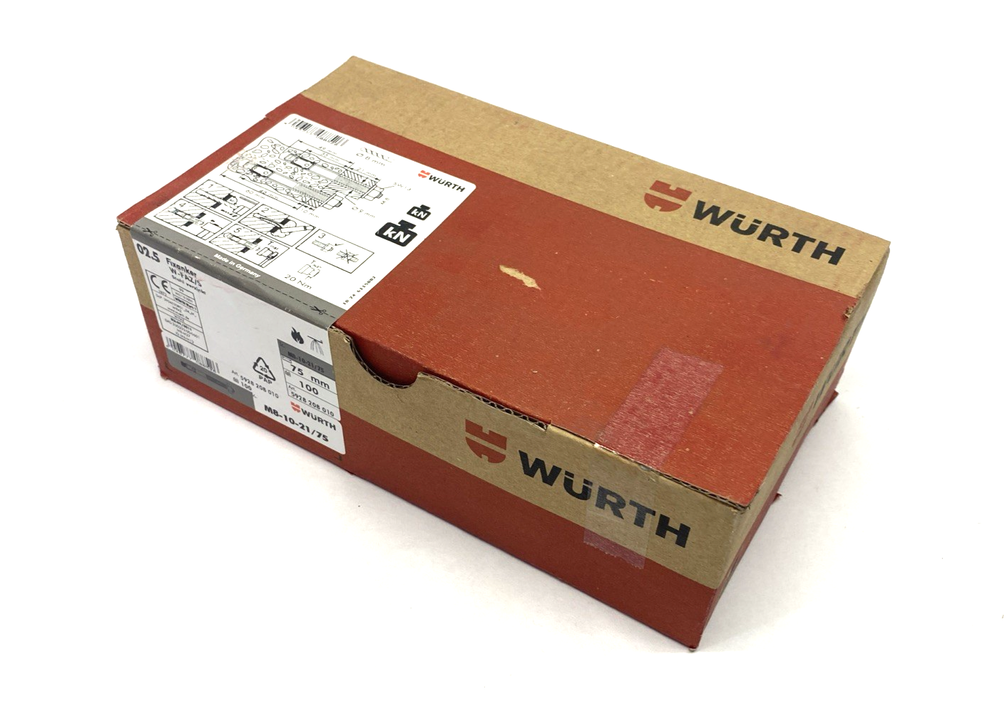 5928208010,5928 208 010 | Wurth 5928208010 Fixanchor W-FAZ/S Steel Concrete Anchor M8-10-21/75 BOX OF 100 - New - Maverick Industrial Sales