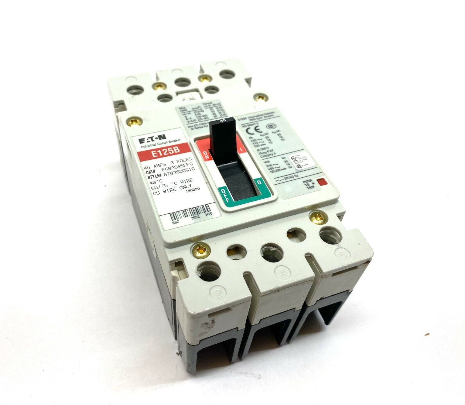 Eaton EGB3045FFG Industrial Circuit Breaker 3-Pole - Maverick Industrial Sales