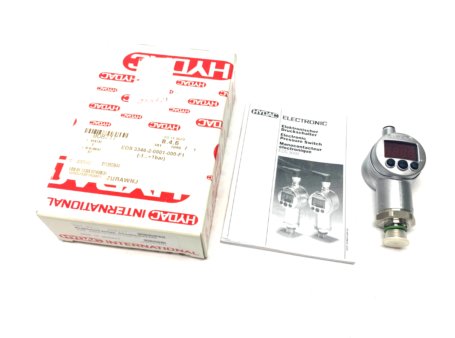 Hydac EDS 3346-2-0001-000-F1 Configurable Pressure Switch 908717 - New – Open box - Maverick Industrial Sales