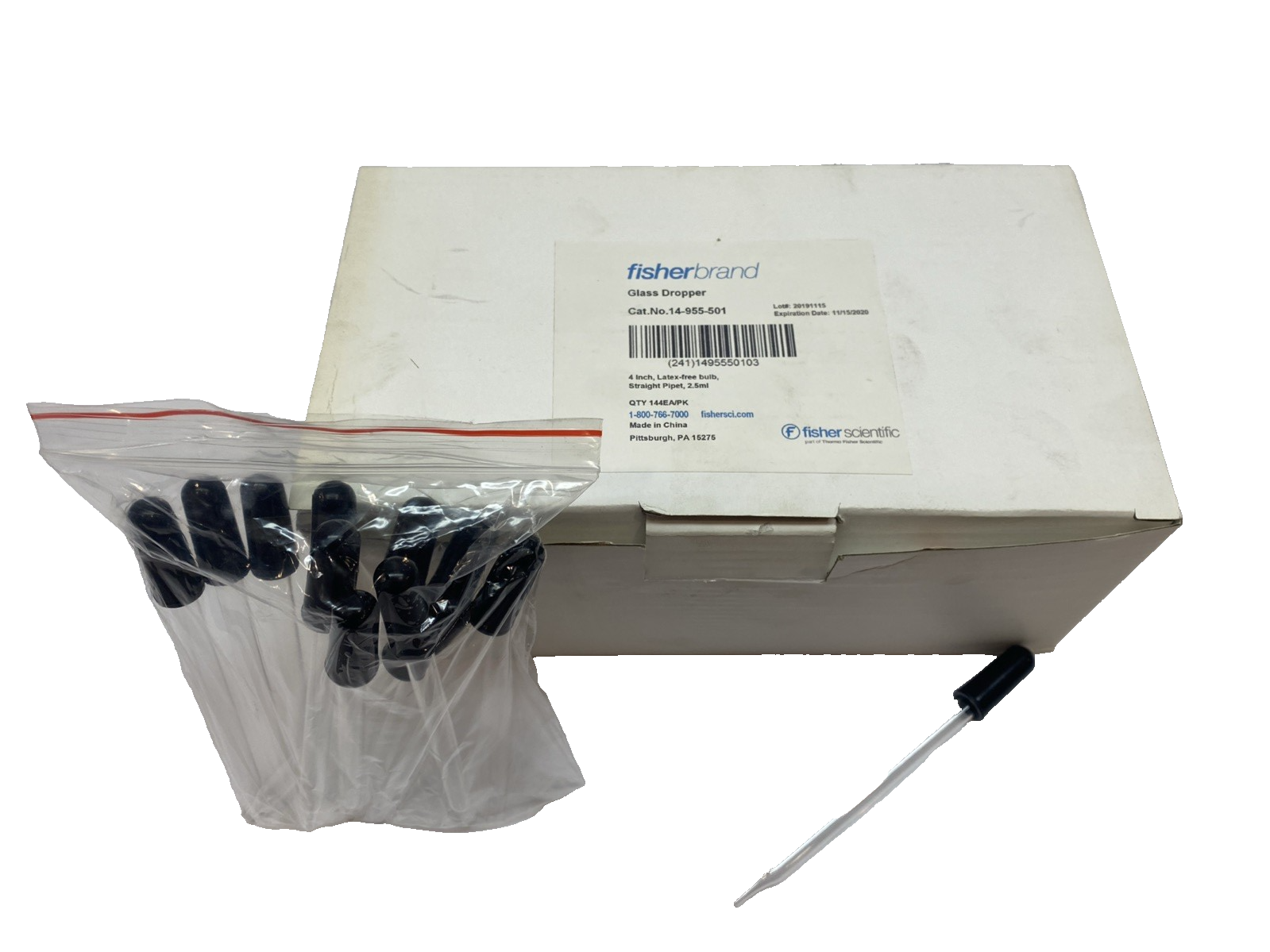 Fisher Scientific 14‑955‑501 Glass Medicine Dropper 2.5 mL LOT OF 144 - New – Open box - Maverick Industrial Sales