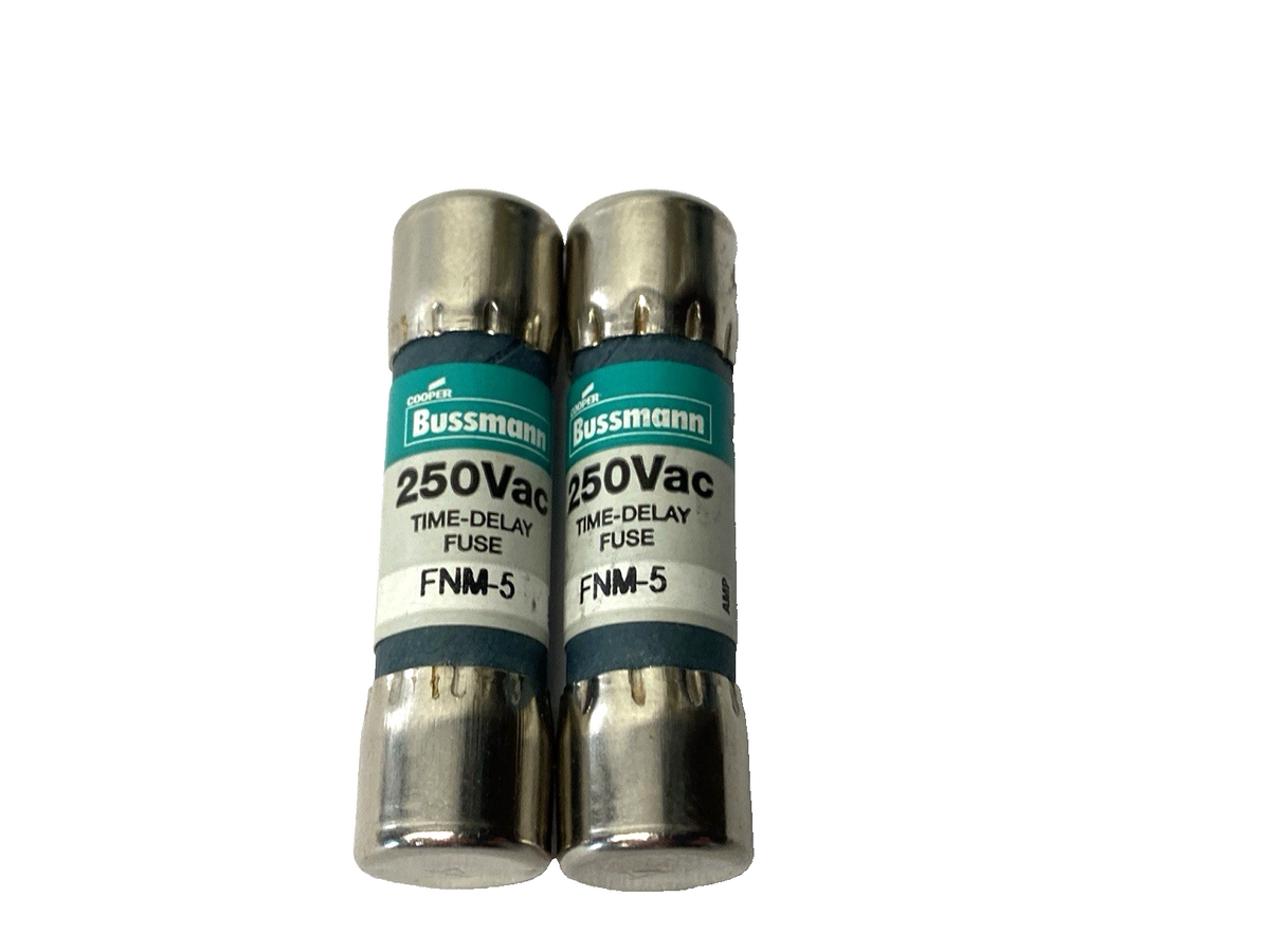 FNM-5 | Cooper Bussmann Time-Delay Midget Fuse 250V 5A LOT OF 2- New – Open box - Maverick Industrial Sales