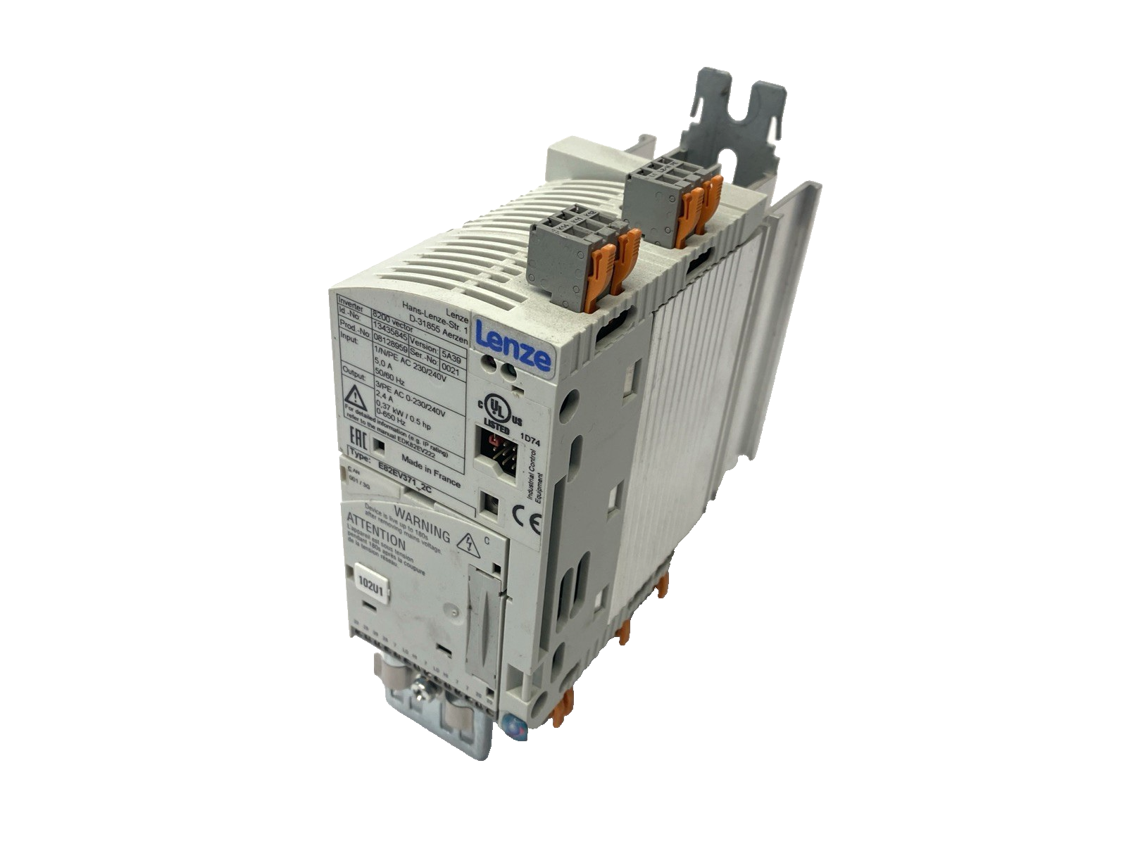 E82EV371K2C | Lenze 8200 Vector Frequency Inverter 240VAC 0.37kW/0.5HP 13435845- Used - Maverick Industrial Sales