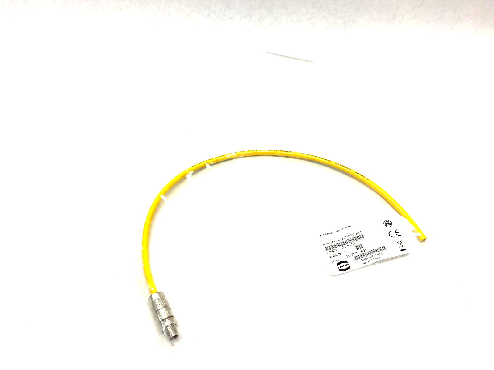 Harting 21330100850005 Cable Assembly Single Ended M12 X-Coded 0.5m - Maverick Industrial Sales