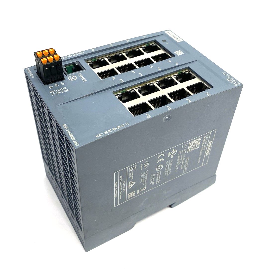 6GK5216-0BA00-2AB2 | Siemens 6GK5 216-0BA00-2AB2 SCALANCE XB216 Managed Layer 2 IE Switch, 16X 10/100 - Used - Maverick Industrial Sales