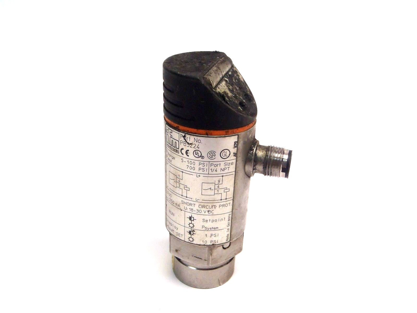 IFM Electronic PB5224 Pressure Sensor Switch 1/4 NPT 0-1000PSI Range - Maverick Industrial Sales