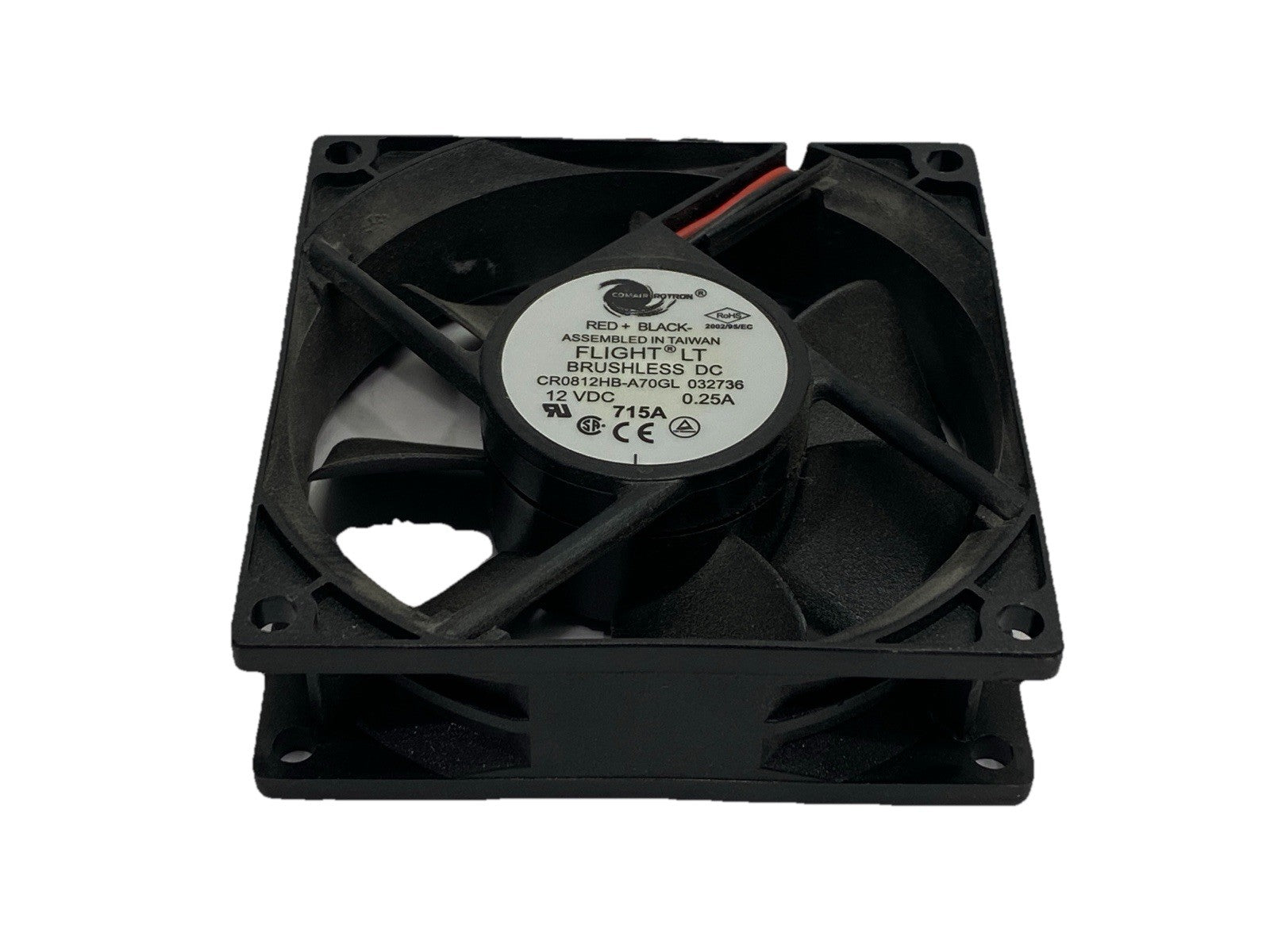 Comair Rotron CR0812HB-A70GL Flight LT Brushless DC Axial Fan 0.25A 12VDC - Used - Maverick Industrial Sales