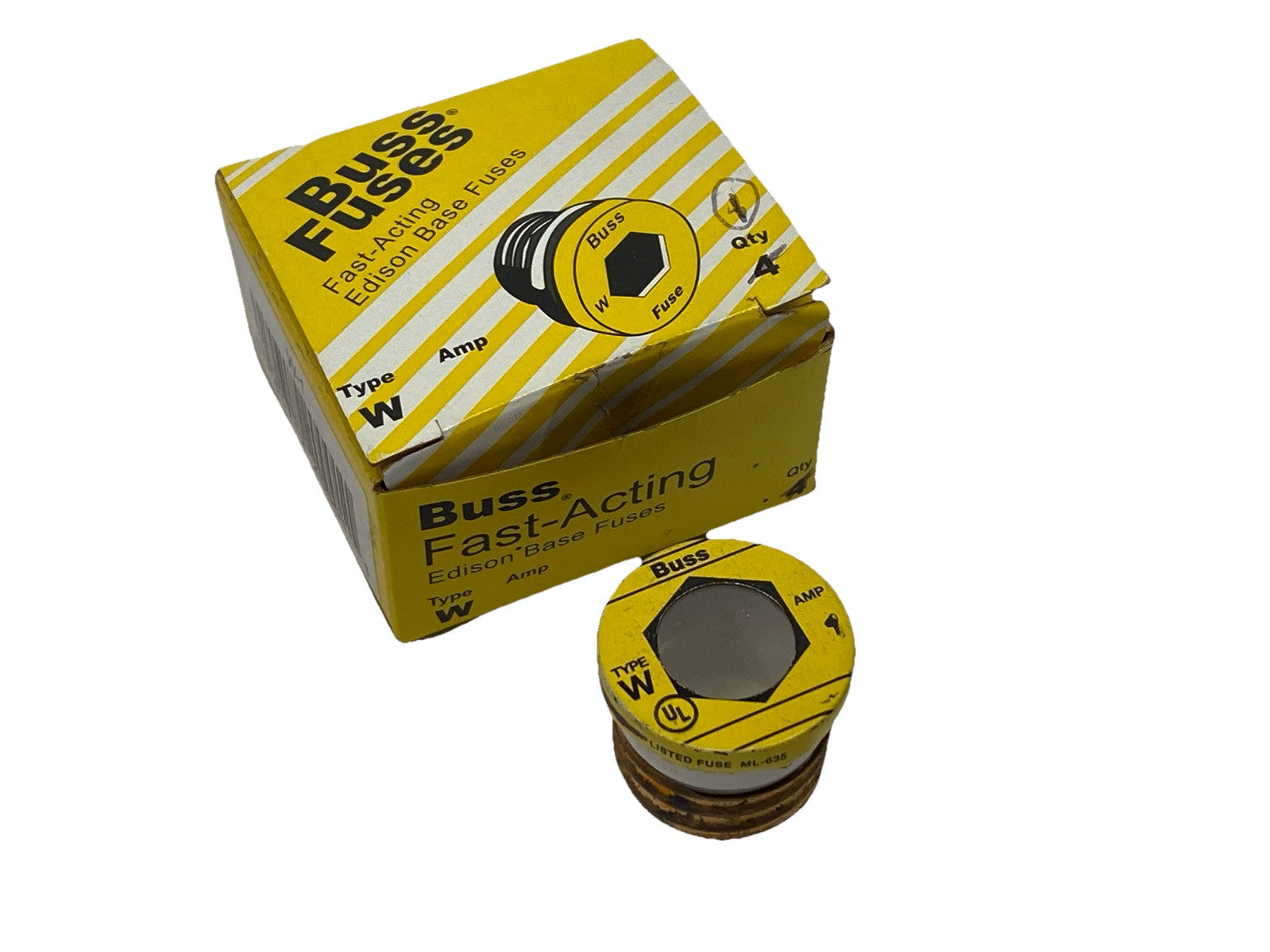 W-1 | Bussmann Type W Fast-Acting Plug Fuse 1A 125V - New – Open box - Maverick Industrial Sales