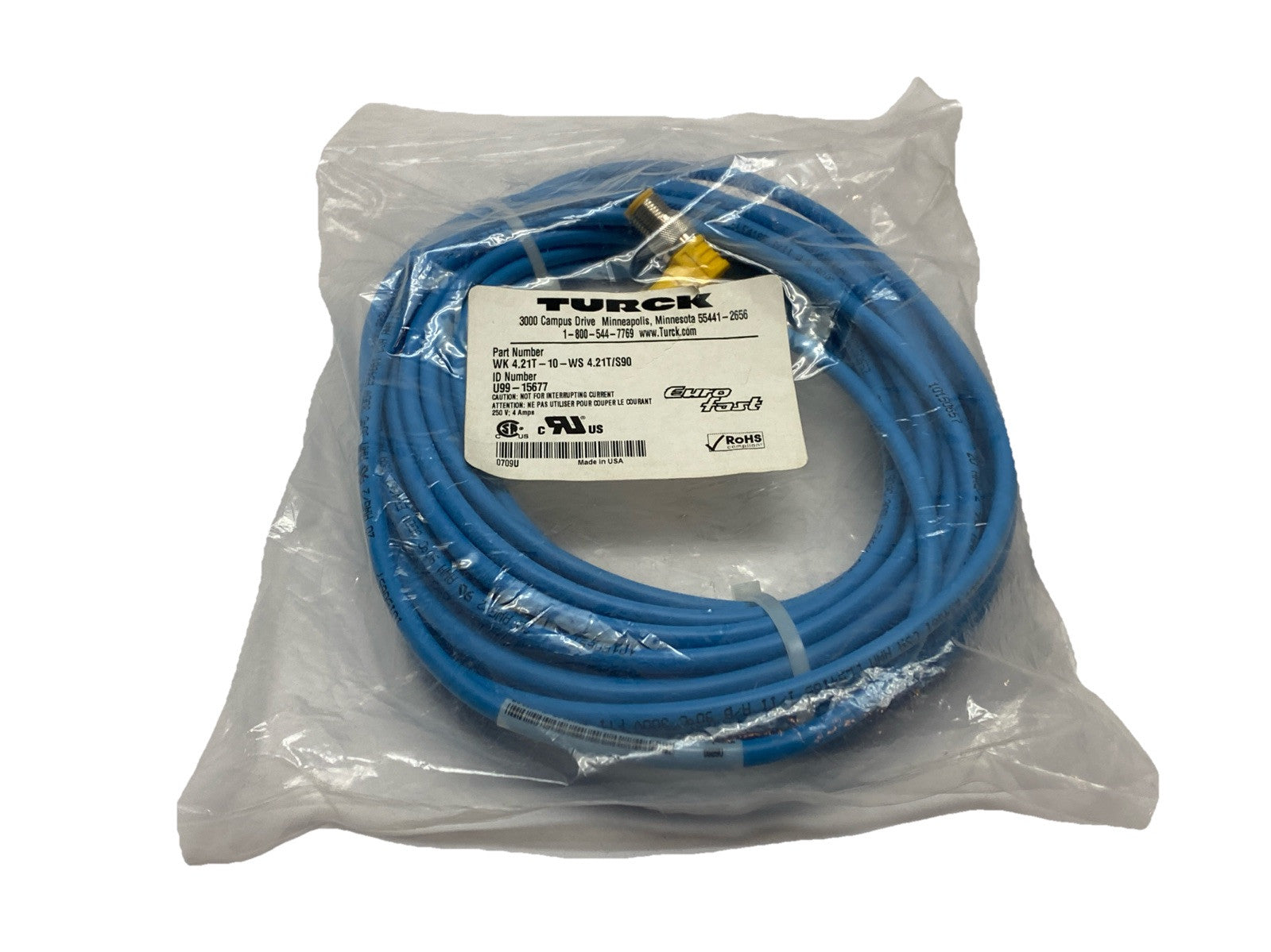 Turck WK 4.21T-10-WS 4.21T/S90 Actuator Sensor Cordset M/F M12 4-Pin U99-15677 - Maverick Industrial Sales