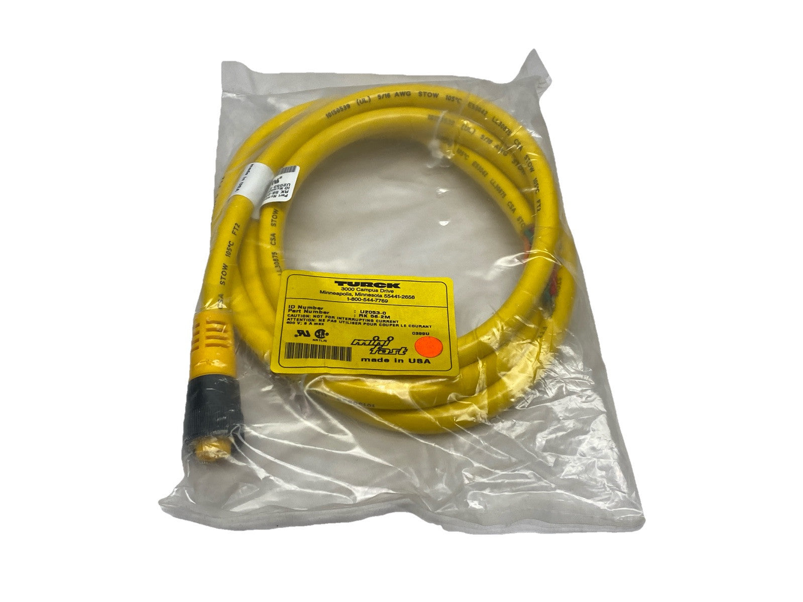 Turck RK 56-2M Actuator Sensor Cordset Female 7/8" Minifast 2m U2053-0 - New - Maverick Industrial Sales