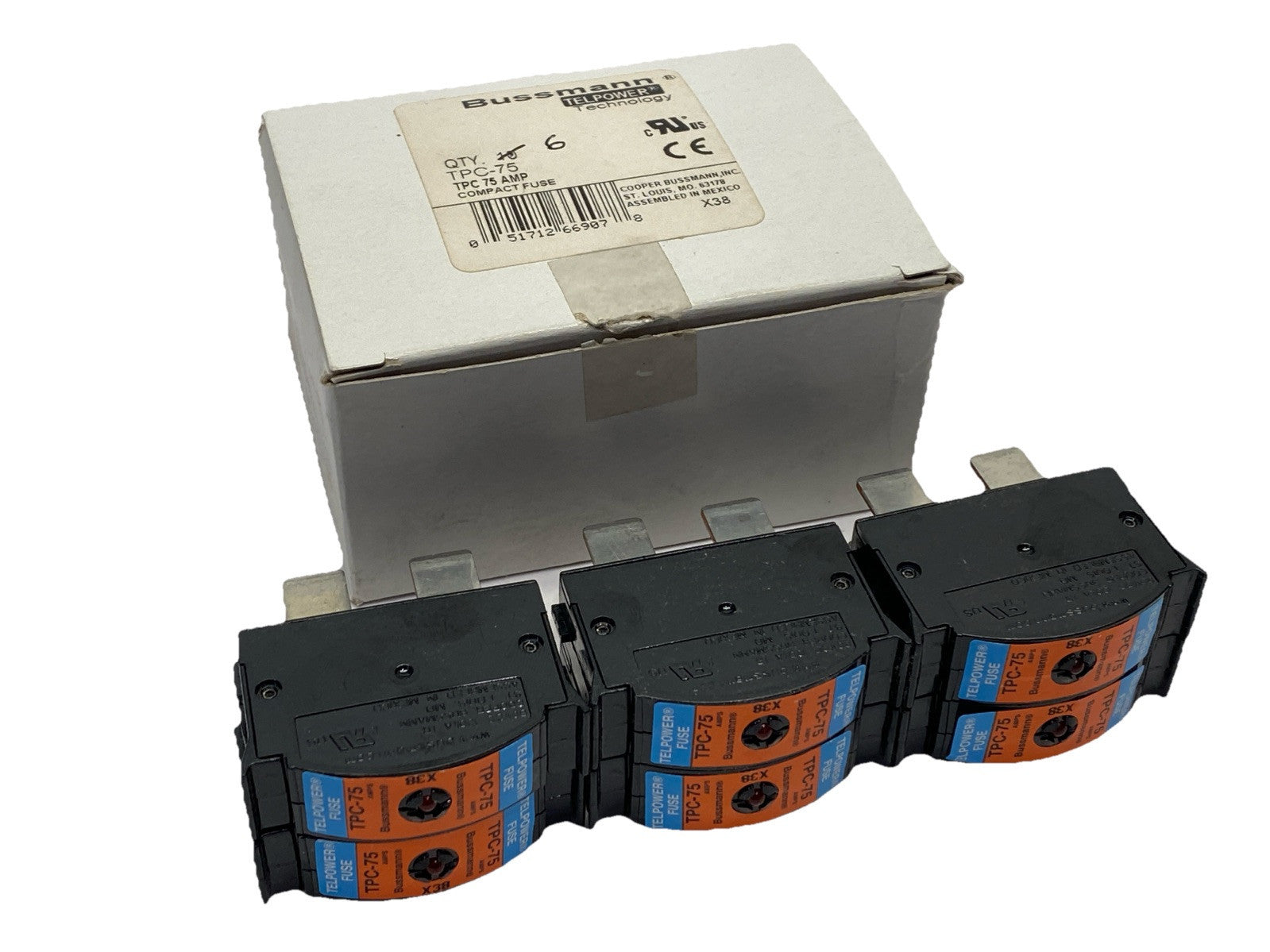 Eaton Bussmann TPC-75 Compact Telecommunication Fuse 75A 80VDC LOT OF 6 - Maverick Industrial Sales