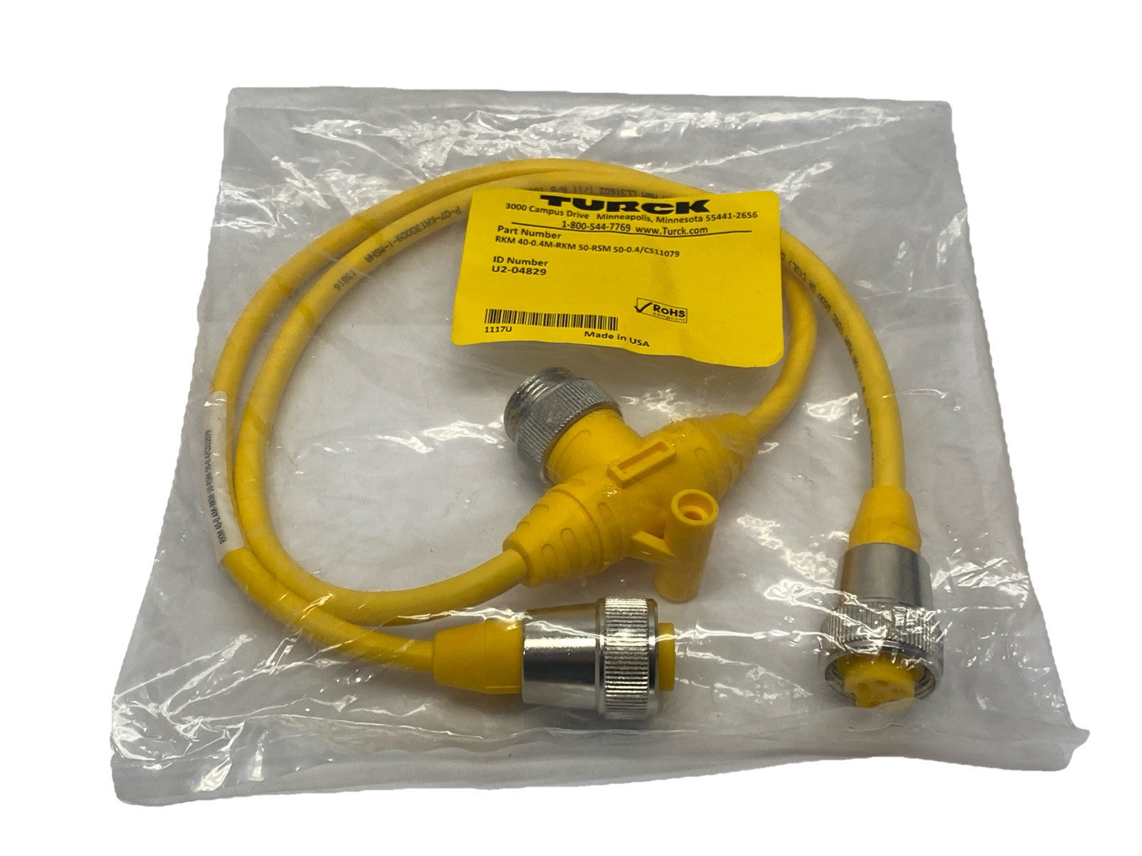 Turck RKM 40-0.4M-RKM 50-RSM 50-0.4/CS11079 PLC Cordset 7/8"-16UN 0.4m U2-04829 - New - Maverick Industrial Sales