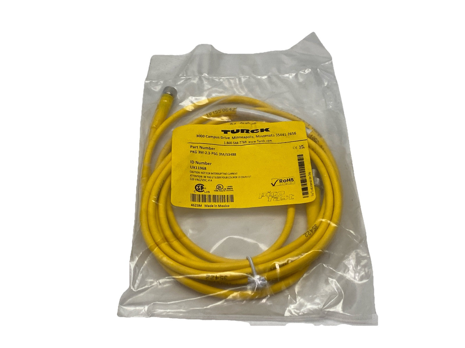 Turck PKG 3M-2.3-PSG 3M/S3488 Actuator Sensor Cable M/F M8 3-Pin UX11968 - New - Maverick Industrial Sales