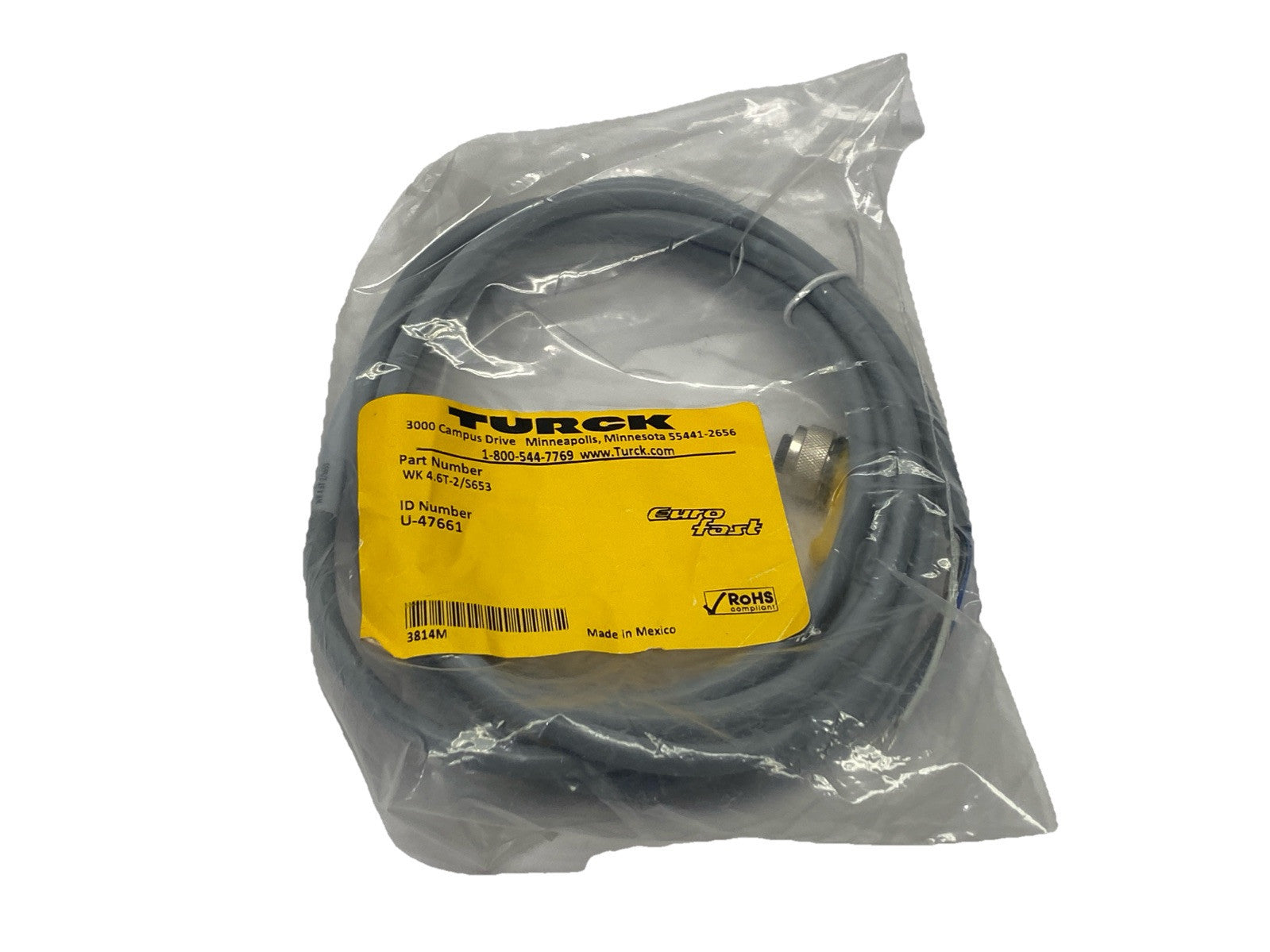 Turck WK 4.6T-2/S653 Actuator Sensor Cordset Female M12 6-Pin 2m U-47661 - New - Maverick Industrial Sales