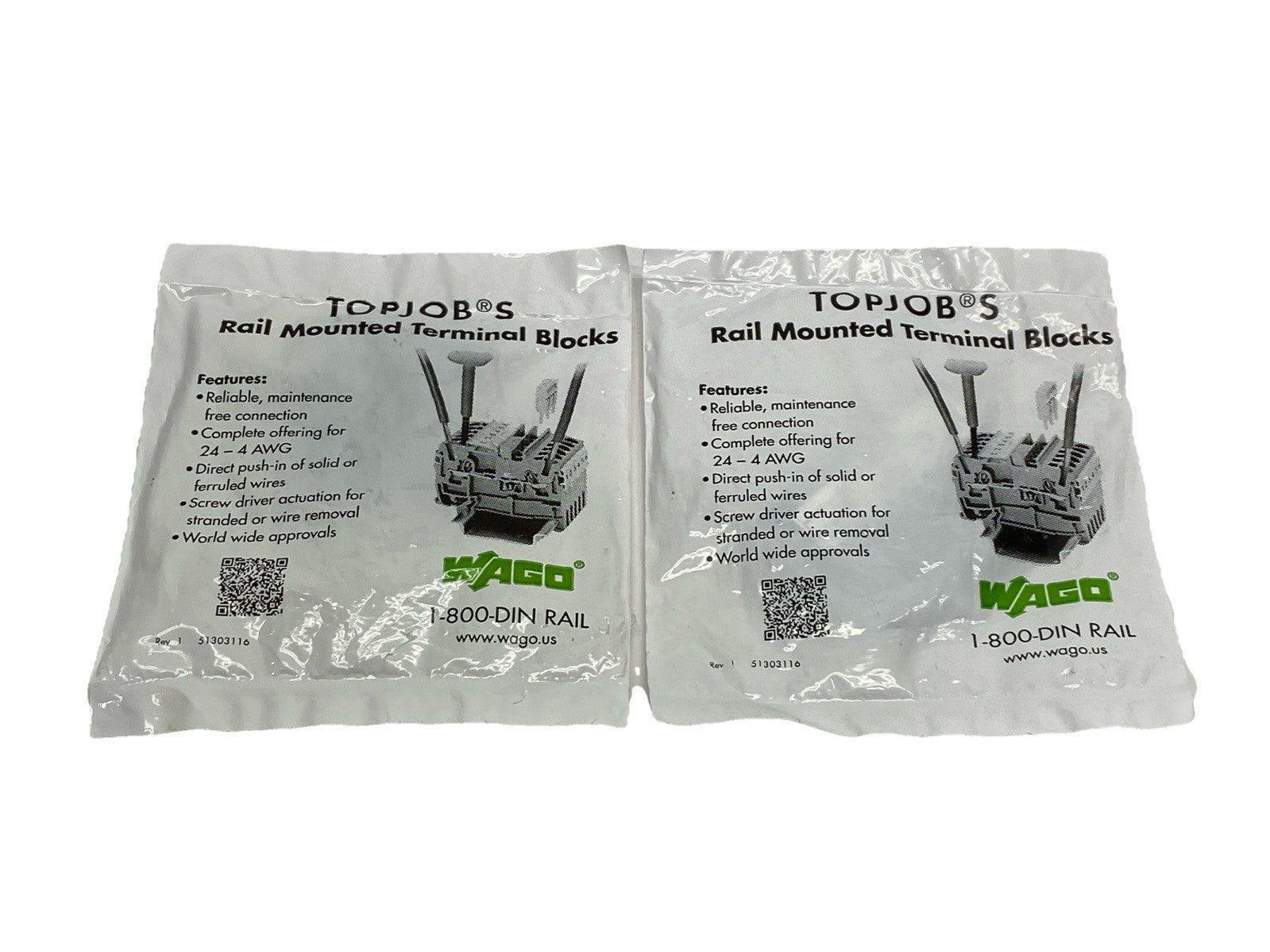 Wago 2002-1201 TopJobs Terminal Block 2.5mm 800v LOT OF 2 - New - Maverick Industrial Sales