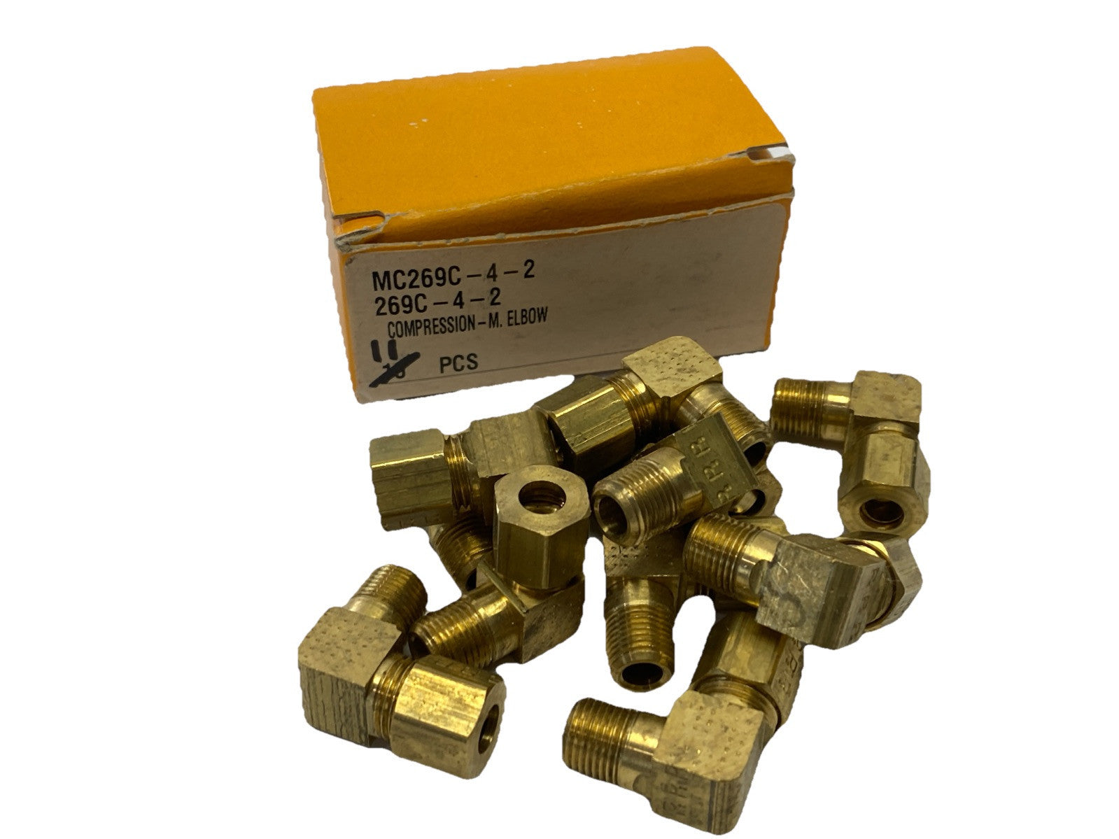 Parker 269C-4-2 Fitting Brass Right Angle 1/4" OD Tube x 1/8" MNPT LOT OF 11 - Maverick Industrial Sales