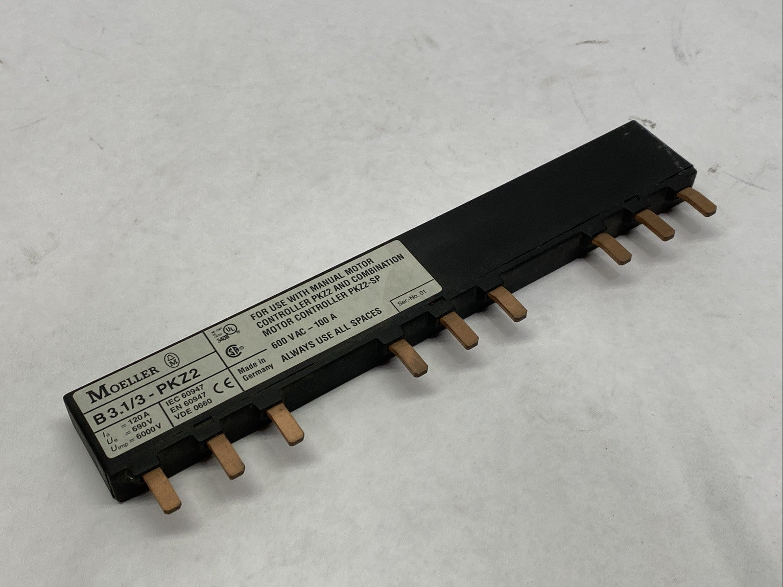 Moeller B3.1/3-PKZ2 Bus Bar 3-Position 100A 600VAC - Used - Maverick Industrial Sales