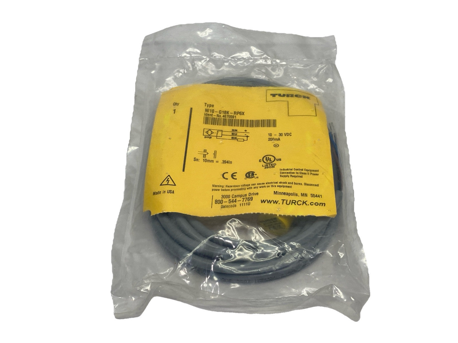 Turck NI10-G18K-RP6X Proximity Sensor 10-30VDC 4670591 - New - Maverick Industrial Sales