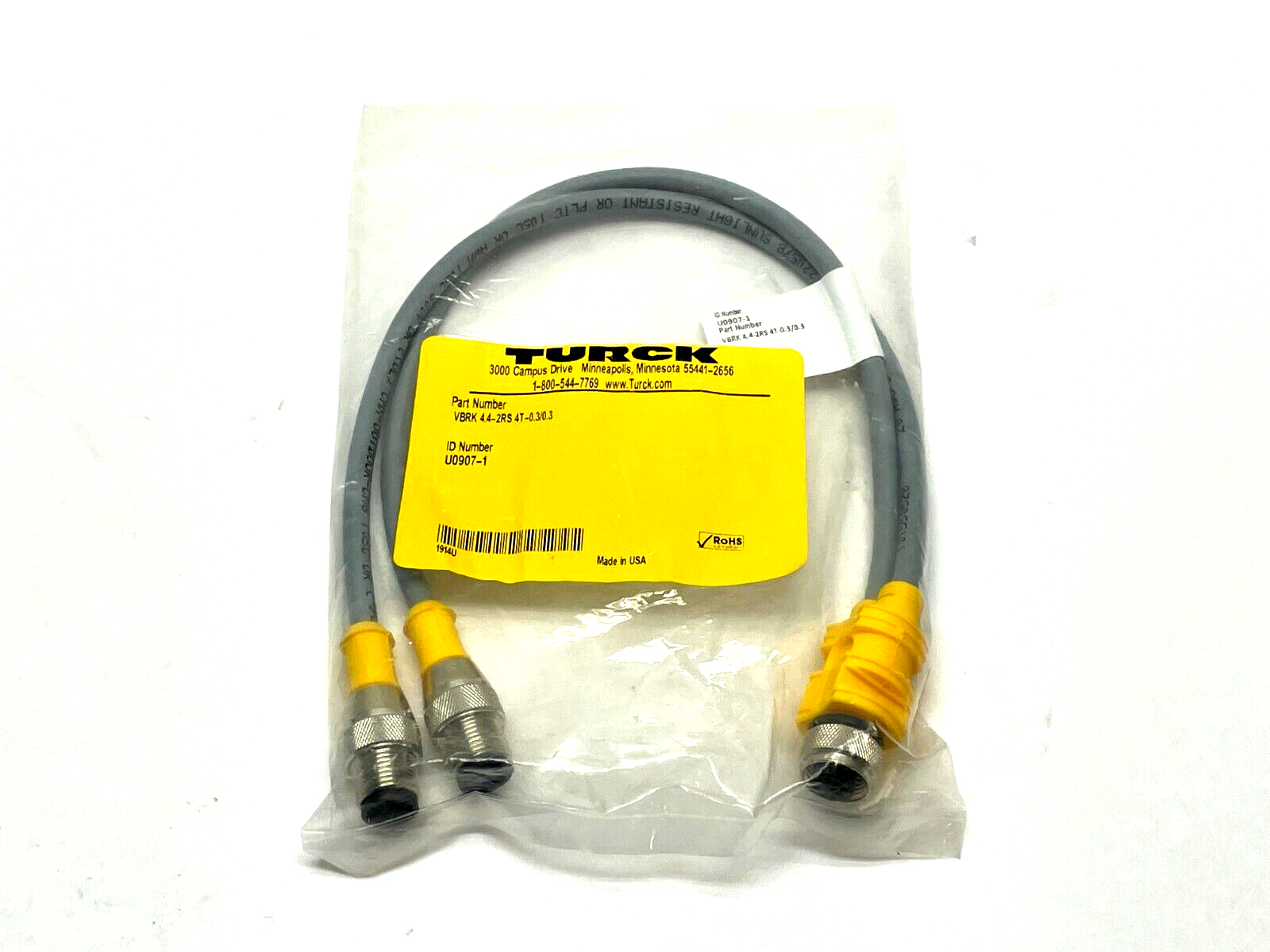 VBRK 4.4-2RS 4T-0.3/0.3, U0907-1 | Turck VBRK 4.4-2RS 4T-0.3/0.3 Splitter 2-Way U0907-1 - New - Maverick Industrial Sales