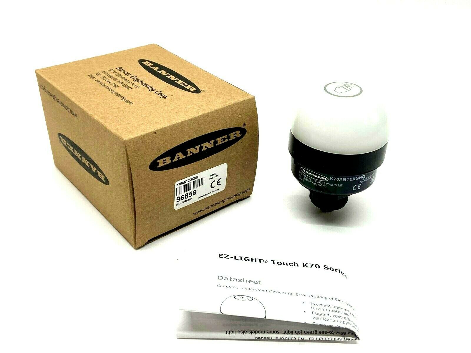 Banner K70ANT2GXDQ EZ-LIGHT: 1-Color Touch Sensor Indicator 70mm 96859 - Maverick Industrial Sales