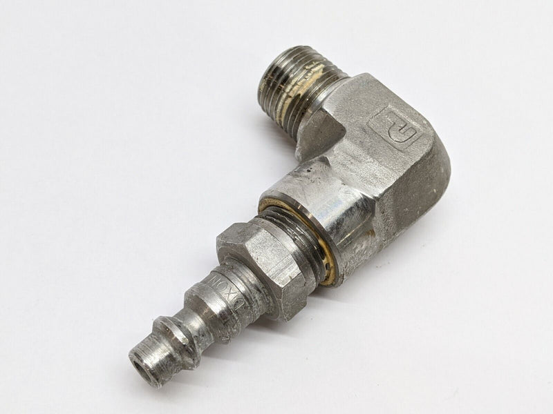 Parker 316 136B T0713 1/4” NPT Male Thread Right Angle To Quick Connect Plug - Maverick Industrial Sales